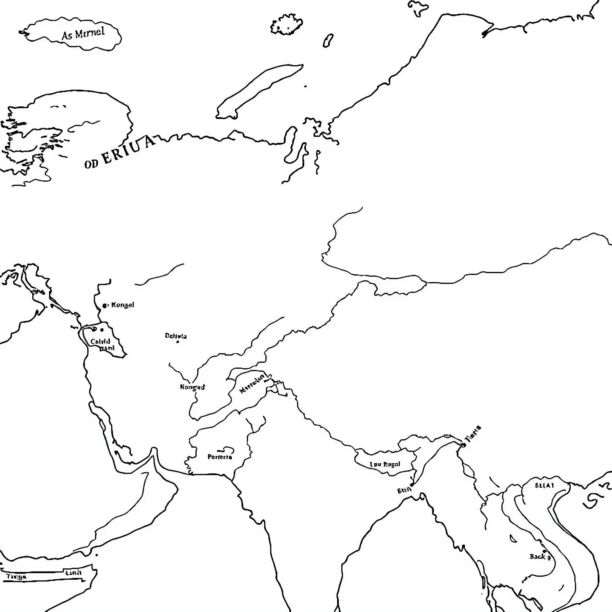 Mongol Empire: Expansive Territories Across Eurasia Coloring Page (free black-and-white line drawing printable PDF for all, from beginners to advanced learners, including children, teens, adults, and seniors)