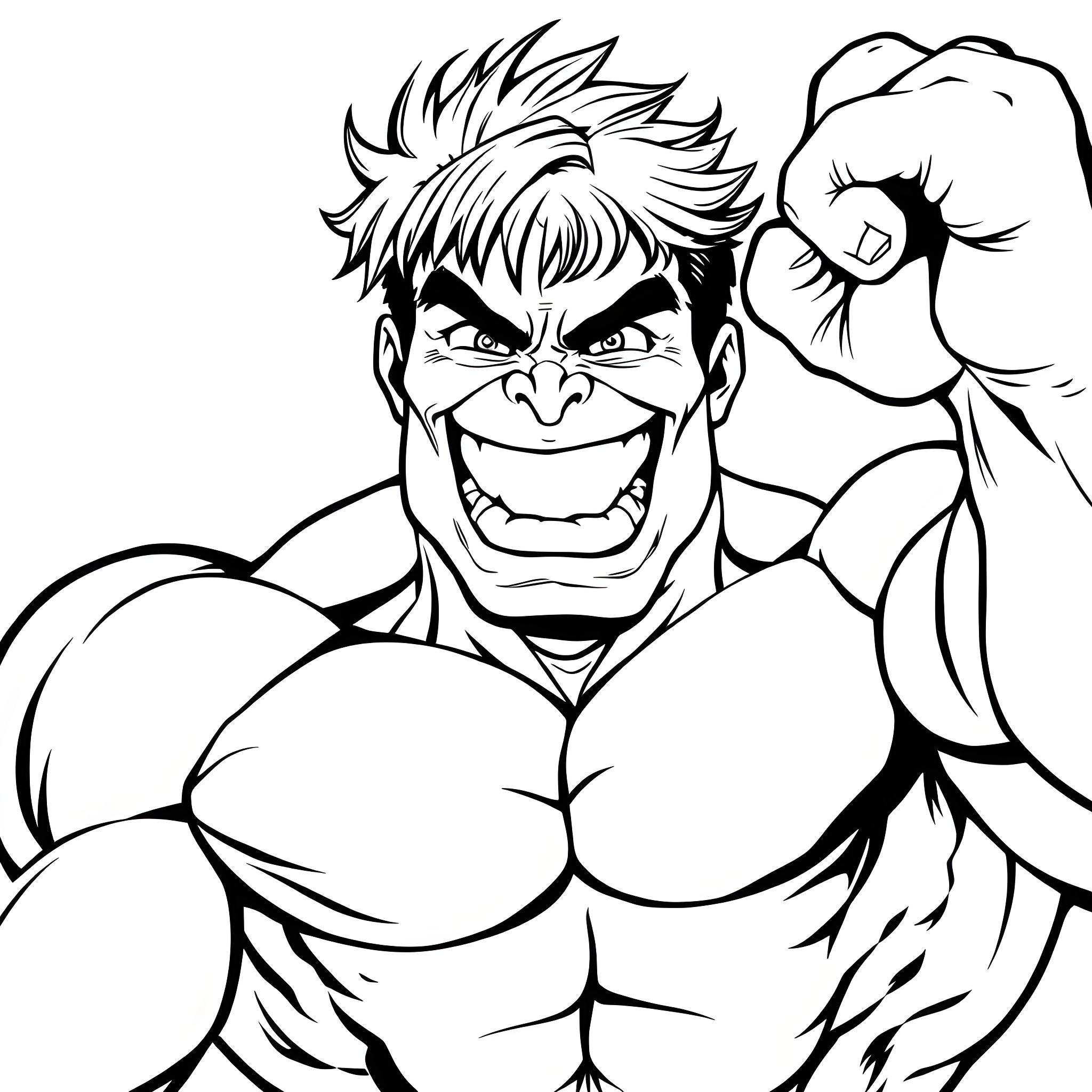 Hulk Unleashing Mighty Roar Coloring Page (free black-and-white line drawing printable PDF for all, from beginners to advanced learners, including children, teens, adults, and seniors)