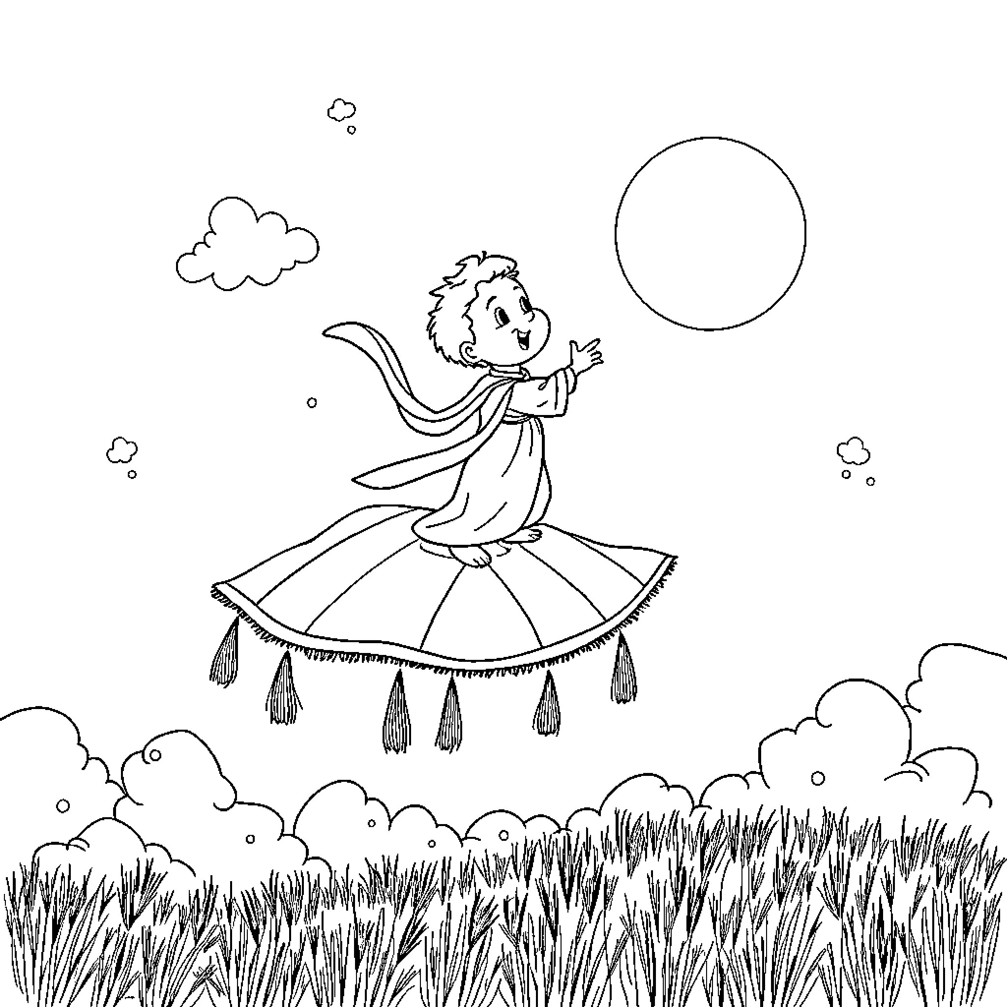 Paul's Whimsical Dance in the Meadow Coloring Page (free black-and-white line drawing printable PDF for all, from beginners to advanced learners, including children, teens, adults, and seniors)