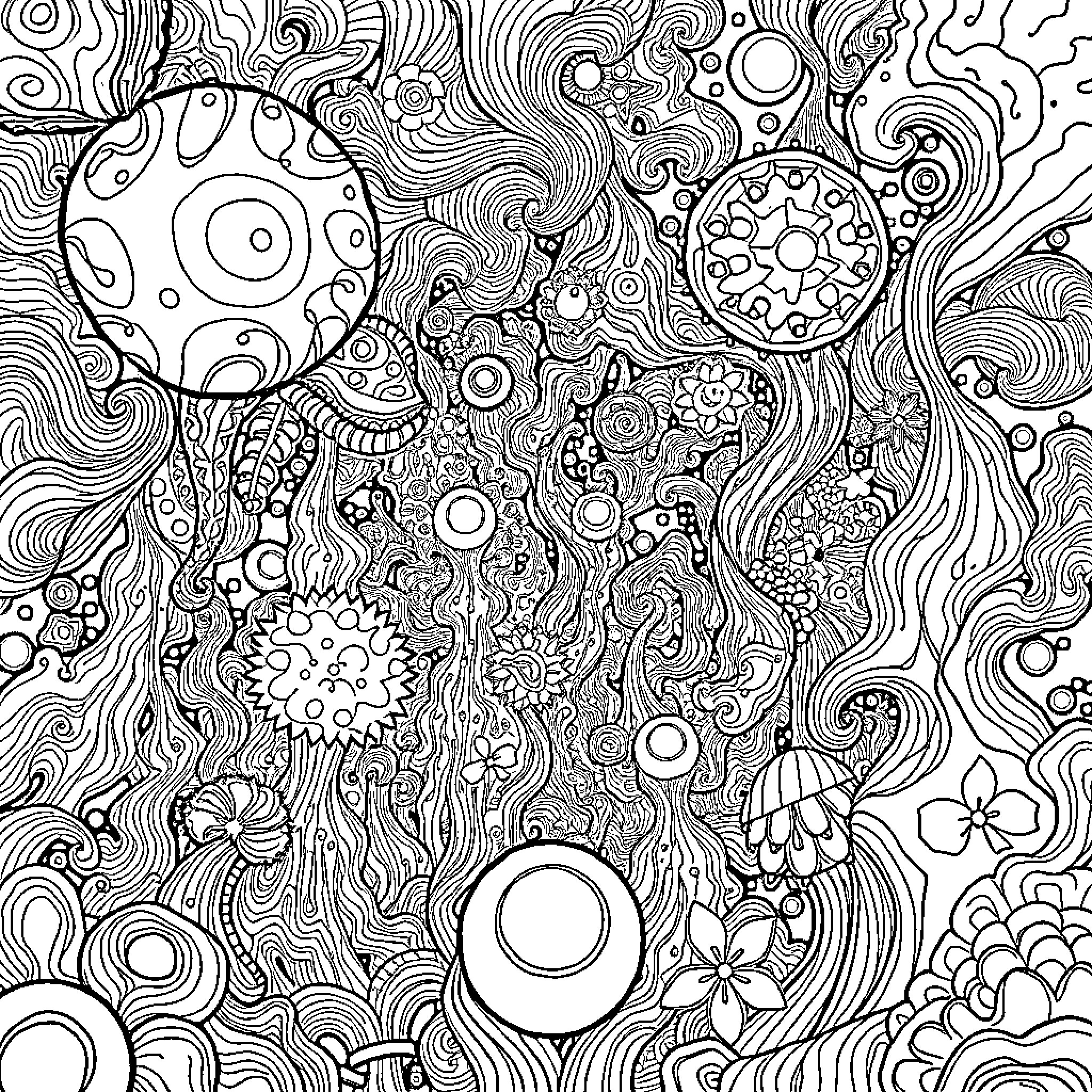 Dmt Abstract Cosmic Patterns and Shapes Coloring Page (free black-and-white line drawing printable PDF for all, from beginners to advanced learners, including children, teens, adults, and seniors)
