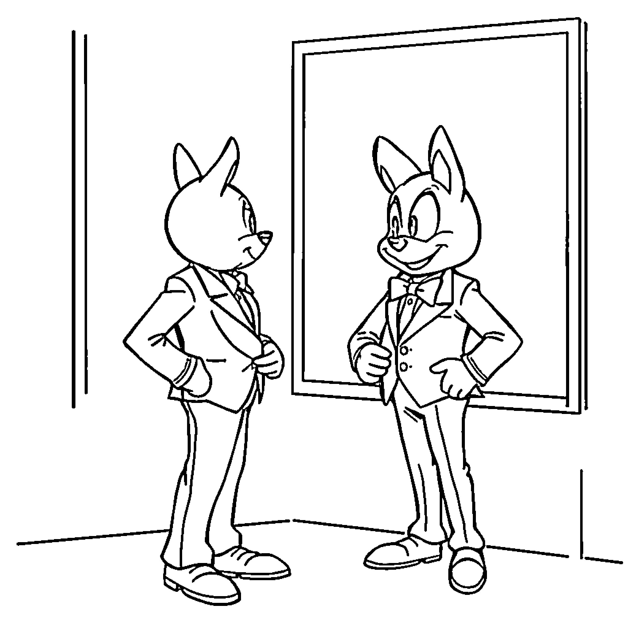 Bonnie and Clyde's Stylish Appearance Coloring Page (free black-and-white line drawing printable PDF for all, from beginners to advanced learners, including children, teens, adults, and seniors)