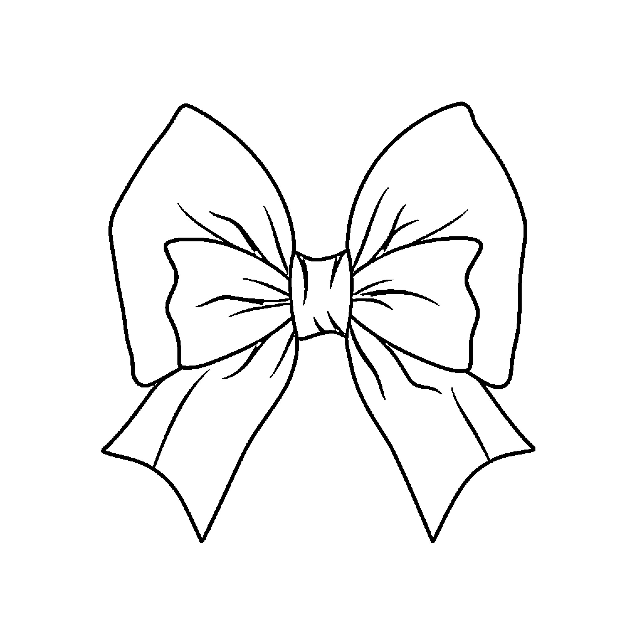 Hair Bow Shaped Like a Bow Coloring Page (free black-and-white line drawing printable PDF for all, from beginners to advanced learners, including children, teens, adults, and seniors)