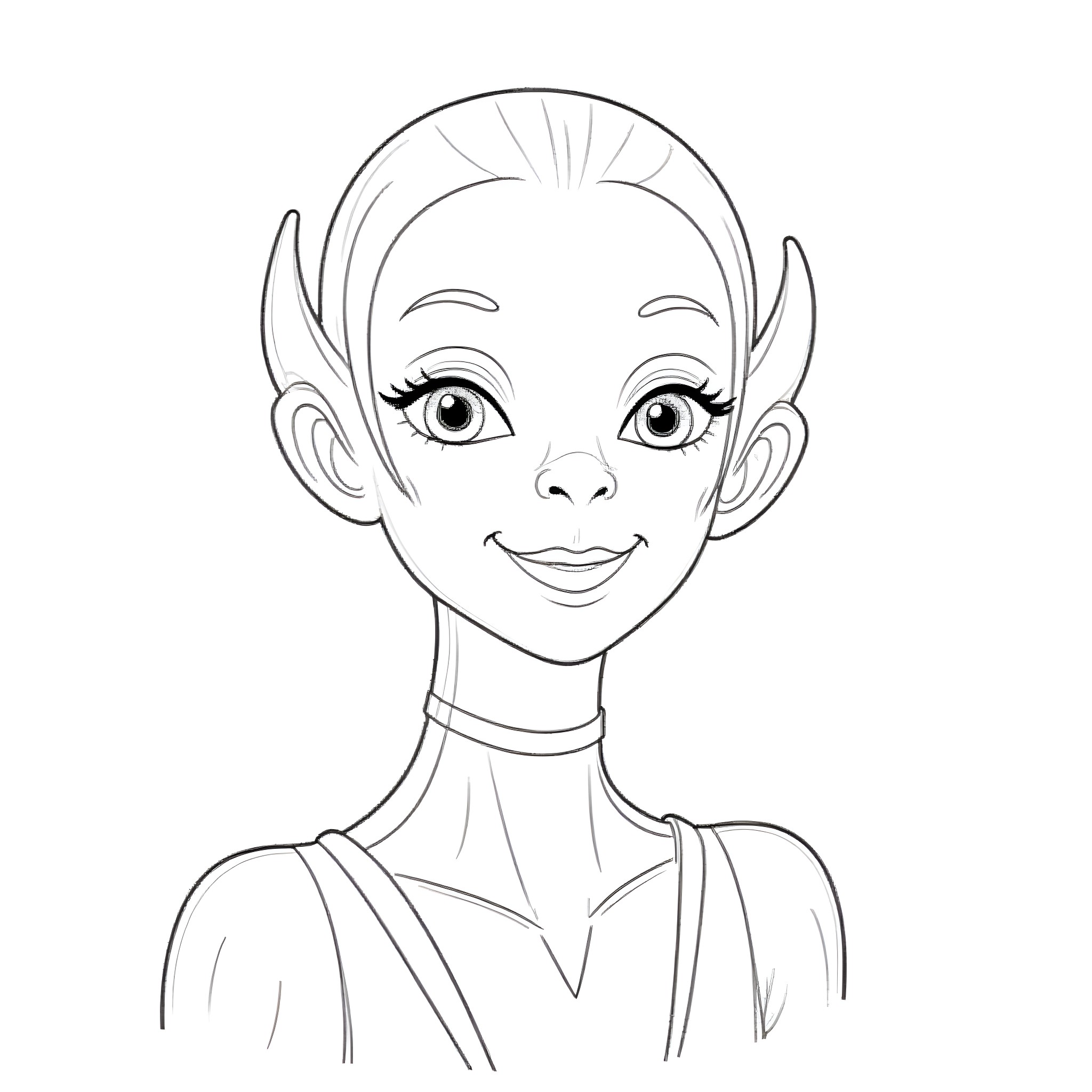 Nelix's Friendly Smile Coloring Page (free black-and-white line drawing printable PDF for all, from beginners to advanced learners, including children, teens, adults, and seniors)