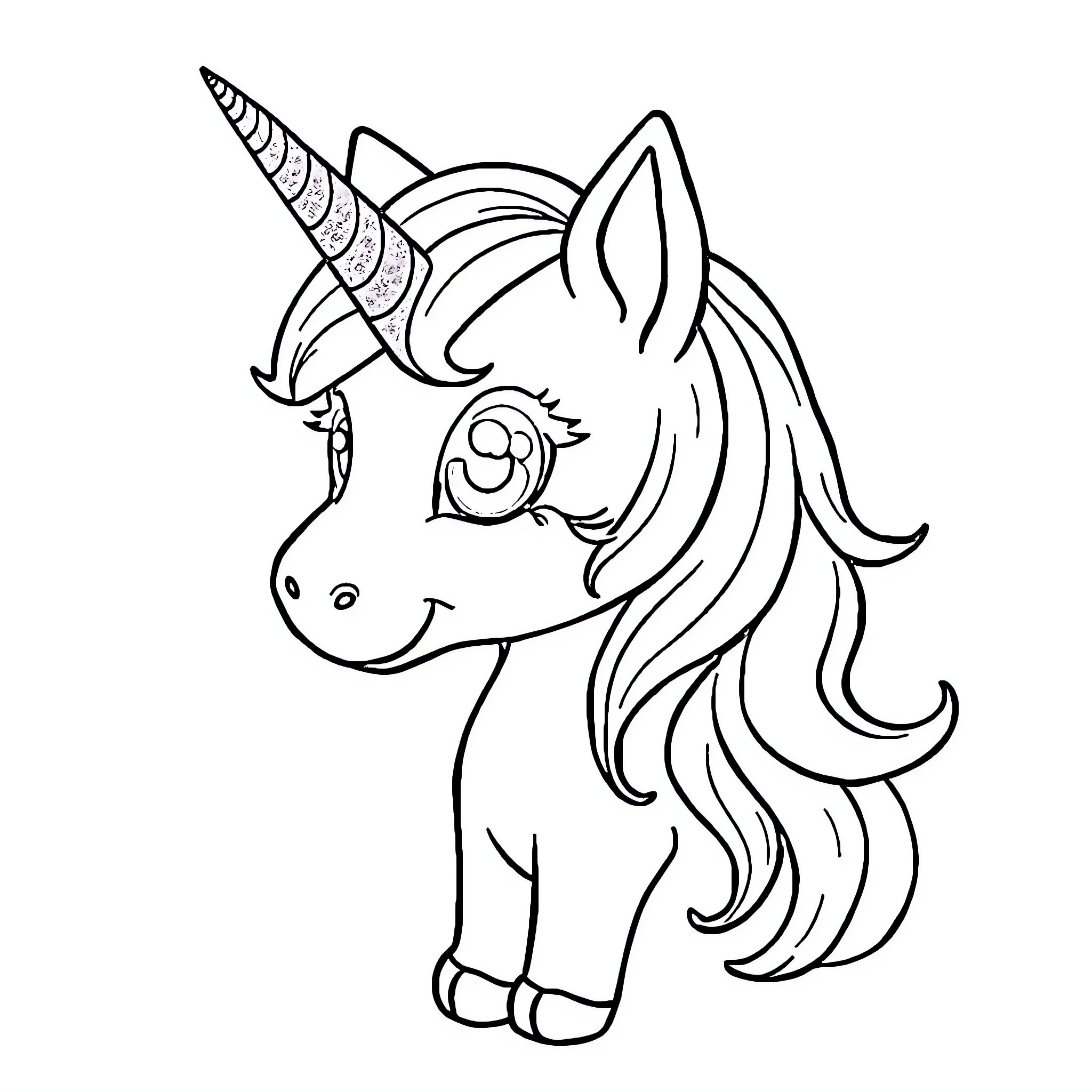Unicorn Cat displaying a playful expression Coloring Page (free black-and-white line drawing printable PDF for all, from beginners to advanced learners, including children, teens, adults, and seniors)