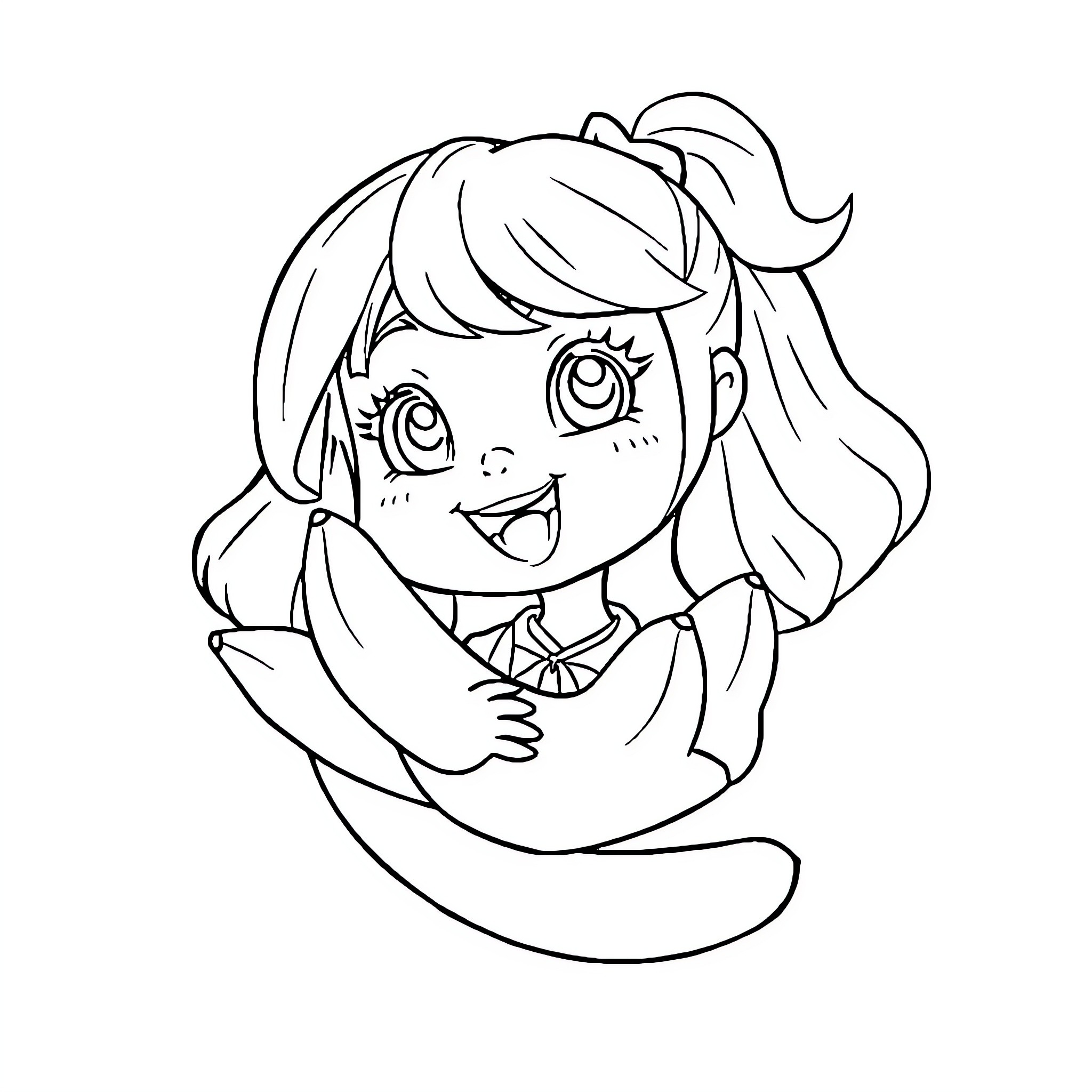 Gabby's Joyful Expression Coloring Page (free black-and-white line drawing printable PDF for all, from beginners to advanced learners, including children, teens, adults, and seniors)