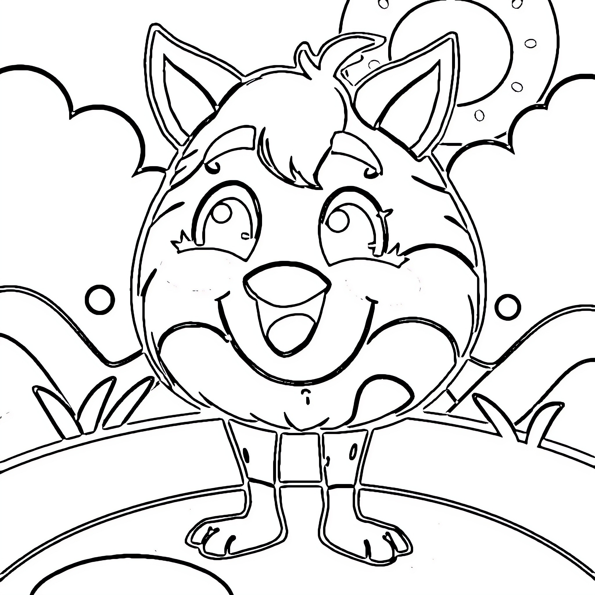 Coco the Cute Cat Cartoon Character Coloring Page (free black-and-white line drawing printable PDF for all, from beginners to advanced learners, including children, teens, adults, and seniors)