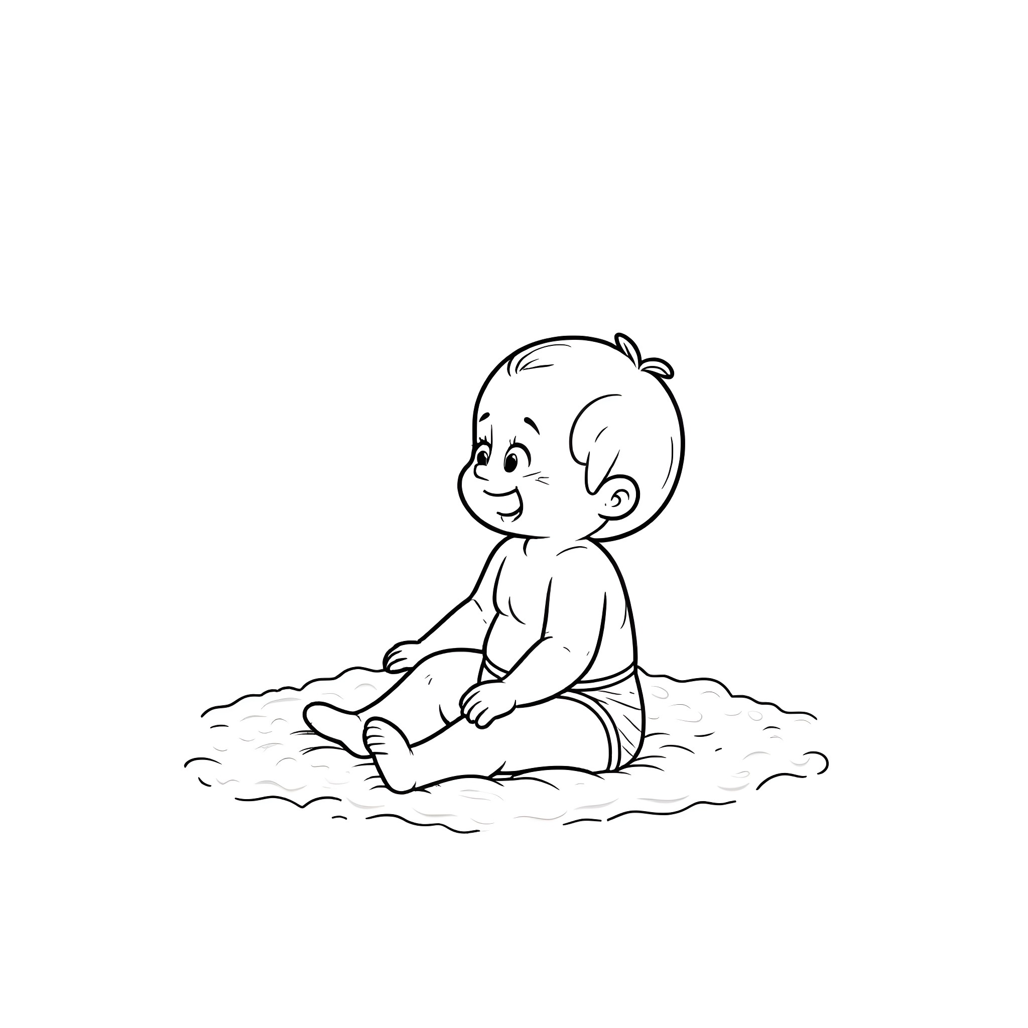 Trump playing happily in the sandbox Coloring Page (free black-and-white line drawing printable PDF for all, from beginners to advanced learners, including children, teens, adults, and seniors)