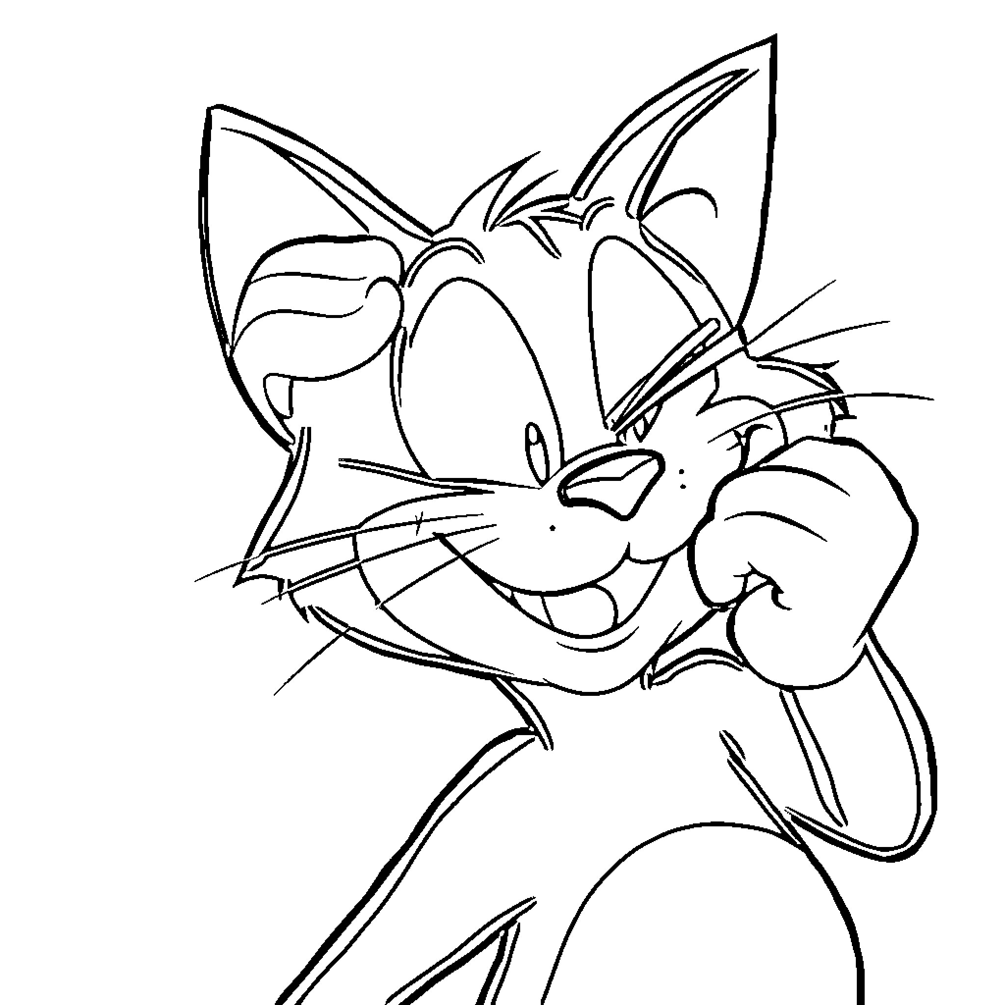 Felix's Mischievous Antics Coloring Page (free black-and-white line drawing printable PDF for all, from beginners to advanced learners, including children, teens, adults, and seniors)