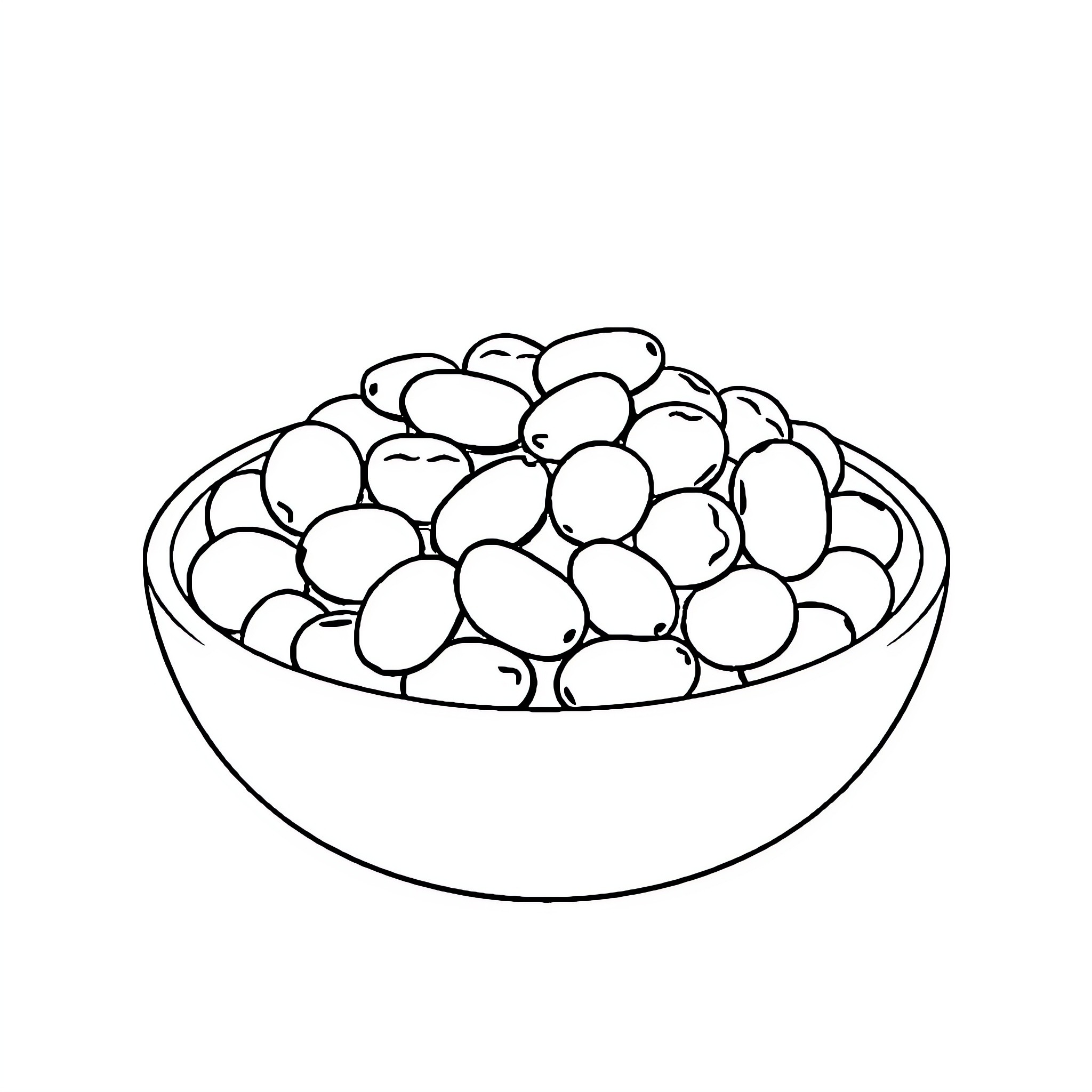 Butter Bean Snack in a Bowl Coloring Page (free black-and-white line drawing printable PDF for all, from beginners to advanced learners, including children, teens, adults, and seniors)