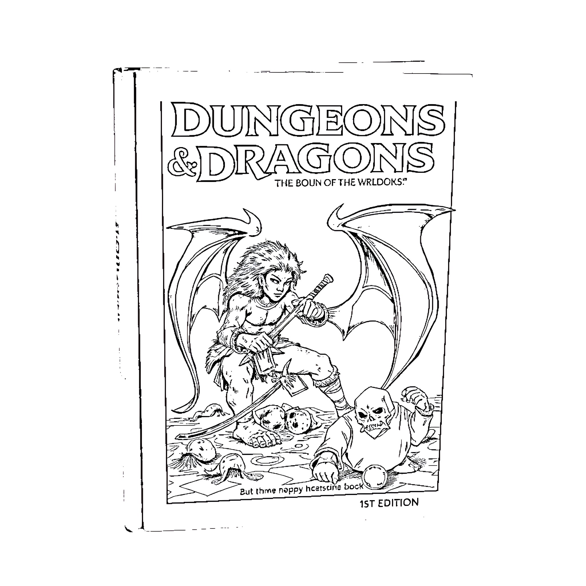 Dungeons & Dragons: The Bouk of the Wielduns Coloring Page (free black-and-white line drawing printable PDF for all, from beginners to advanced learners, including children, teens, adults, and seniors)