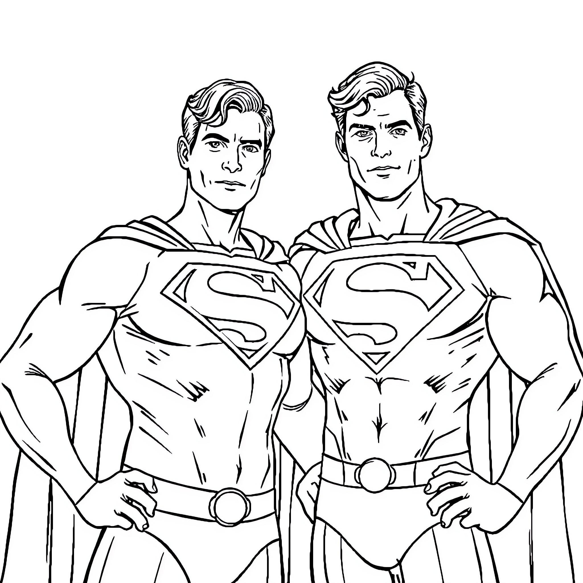 Curious George Meets Two Heroic Superheroes Coloring Page (free black-and-white line drawing printable PDF for all, from beginners to advanced learners, including children, teens, adults, and seniors)