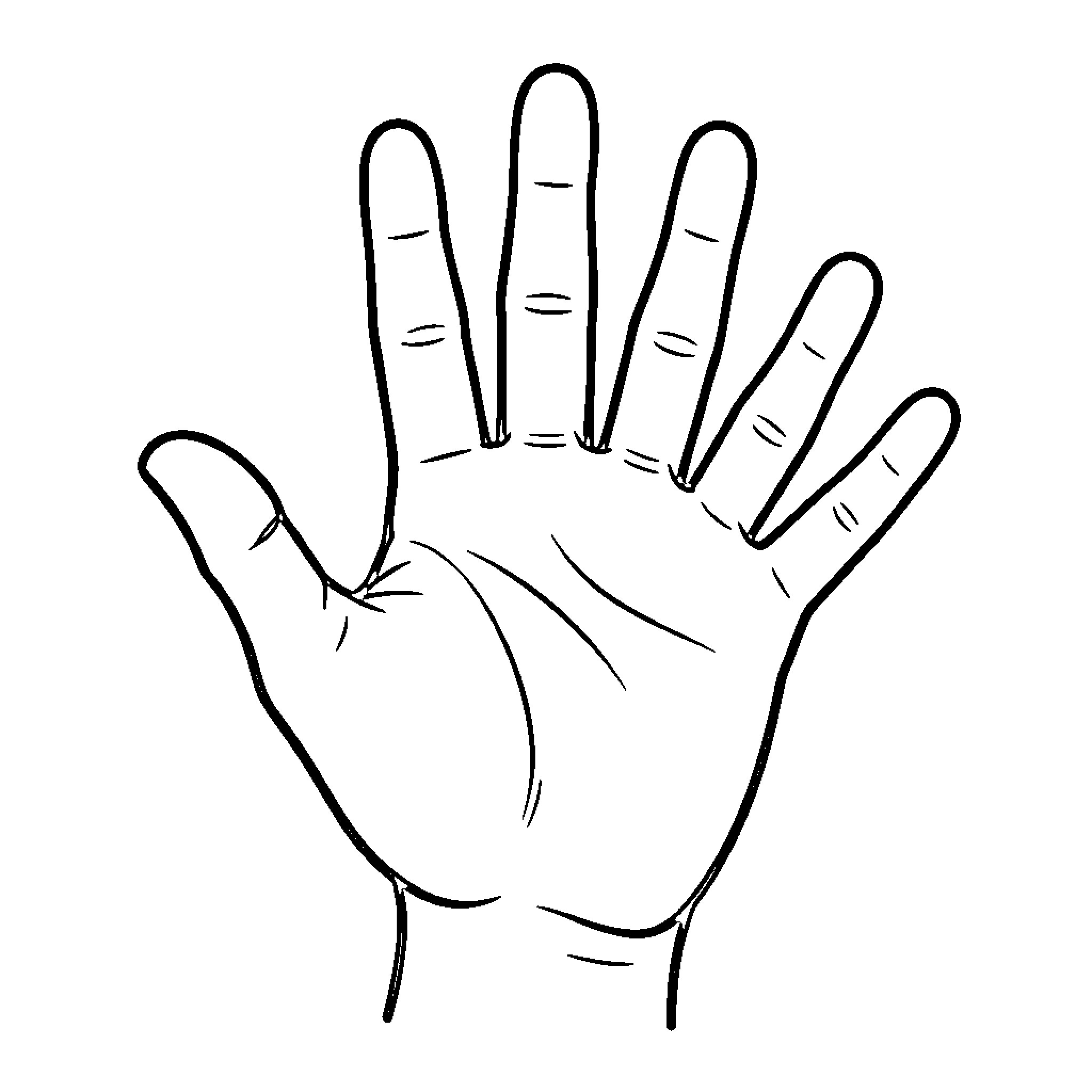 Hand reaching out in gesture Coloring Page (free black-and-white line drawing printable PDF for all, from beginners to advanced learners, including children, teens, adults, and seniors)