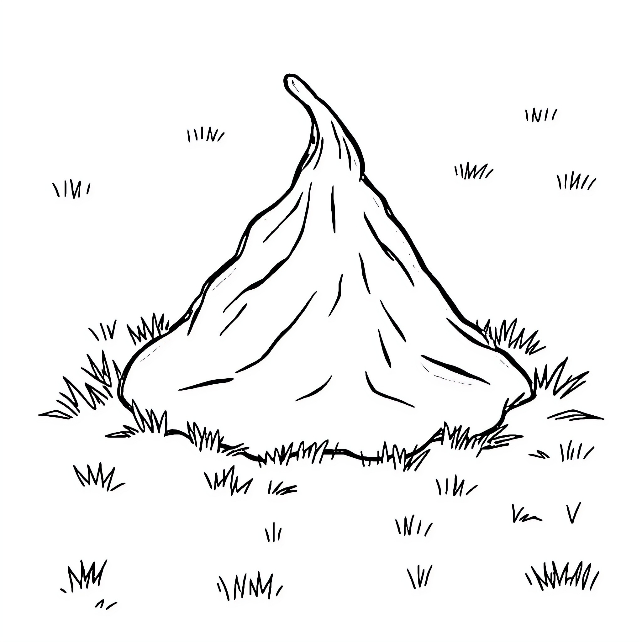Poop pile on a grassy hill Coloring Page (free black-and-white line drawing printable PDF for all, from beginners to advanced learners, including children, teens, adults, and seniors)
