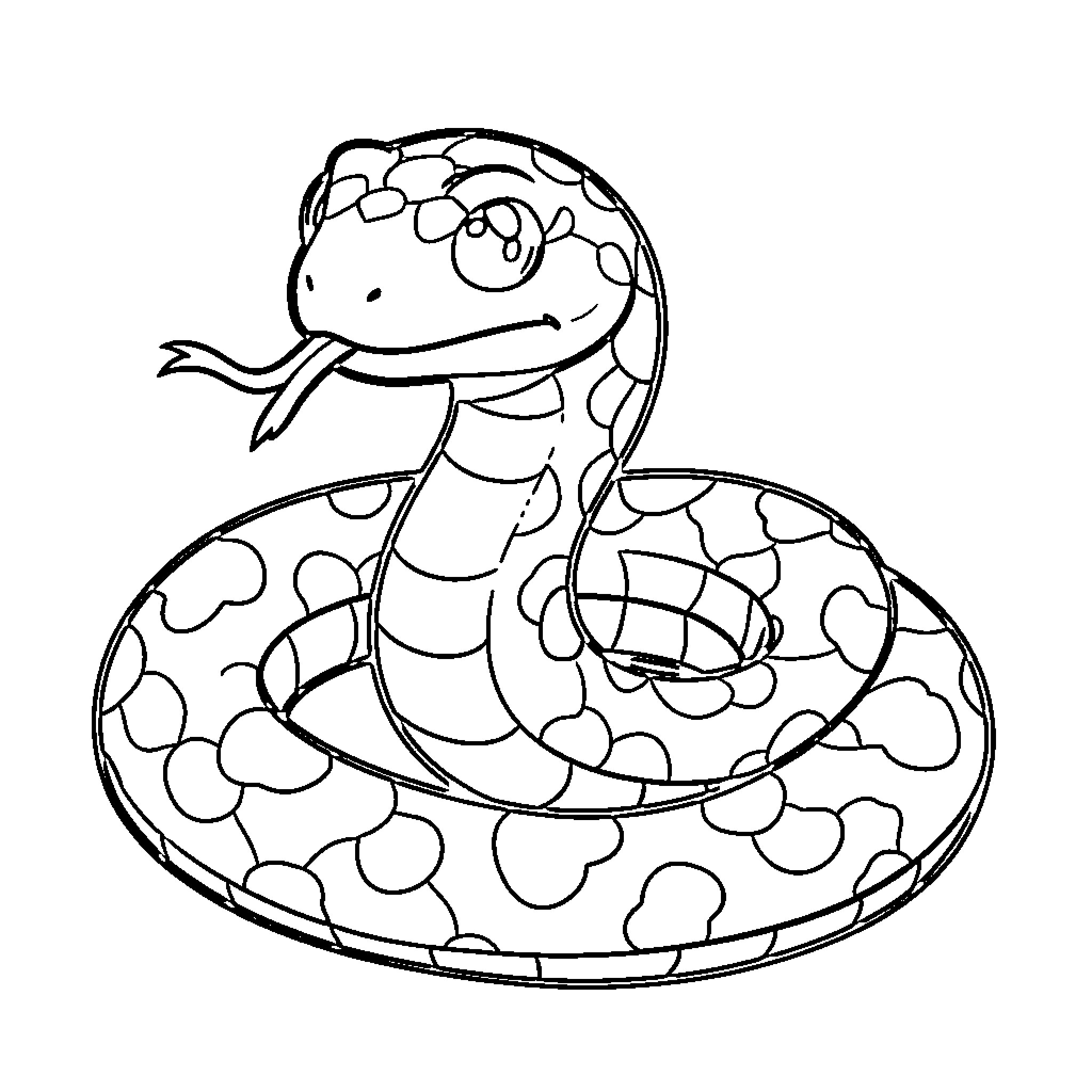 Hognose Snake coiled and ready to defend Coloring Page (free black-and-white line drawing printable PDF for all, from beginners to advanced learners, including children, teens, adults, and seniors)