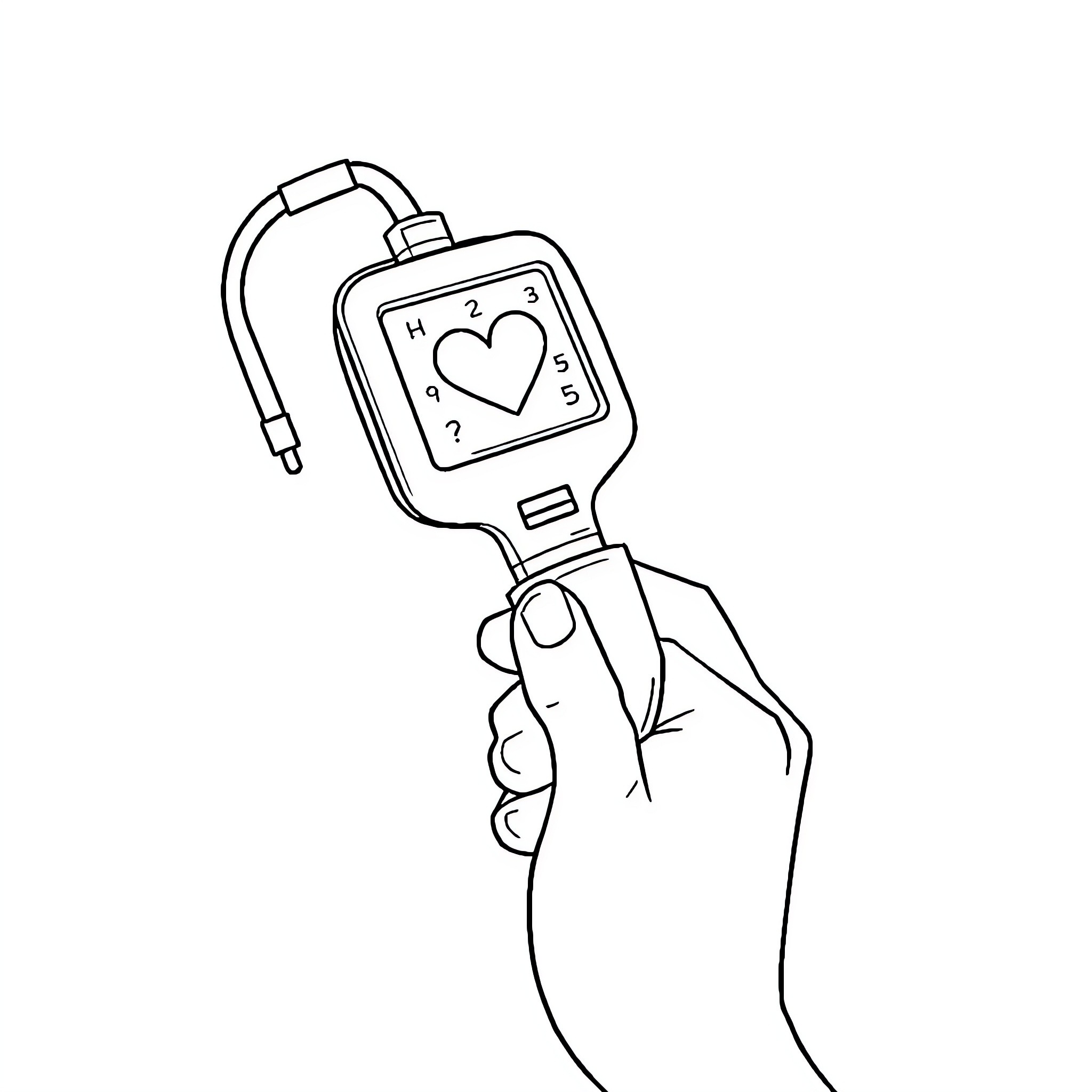 Medical Device Monitoring Heart Rate Coloring Page (free black-and-white line drawing printable PDF for all, from beginners to advanced learners, including children, teens, adults, and seniors)