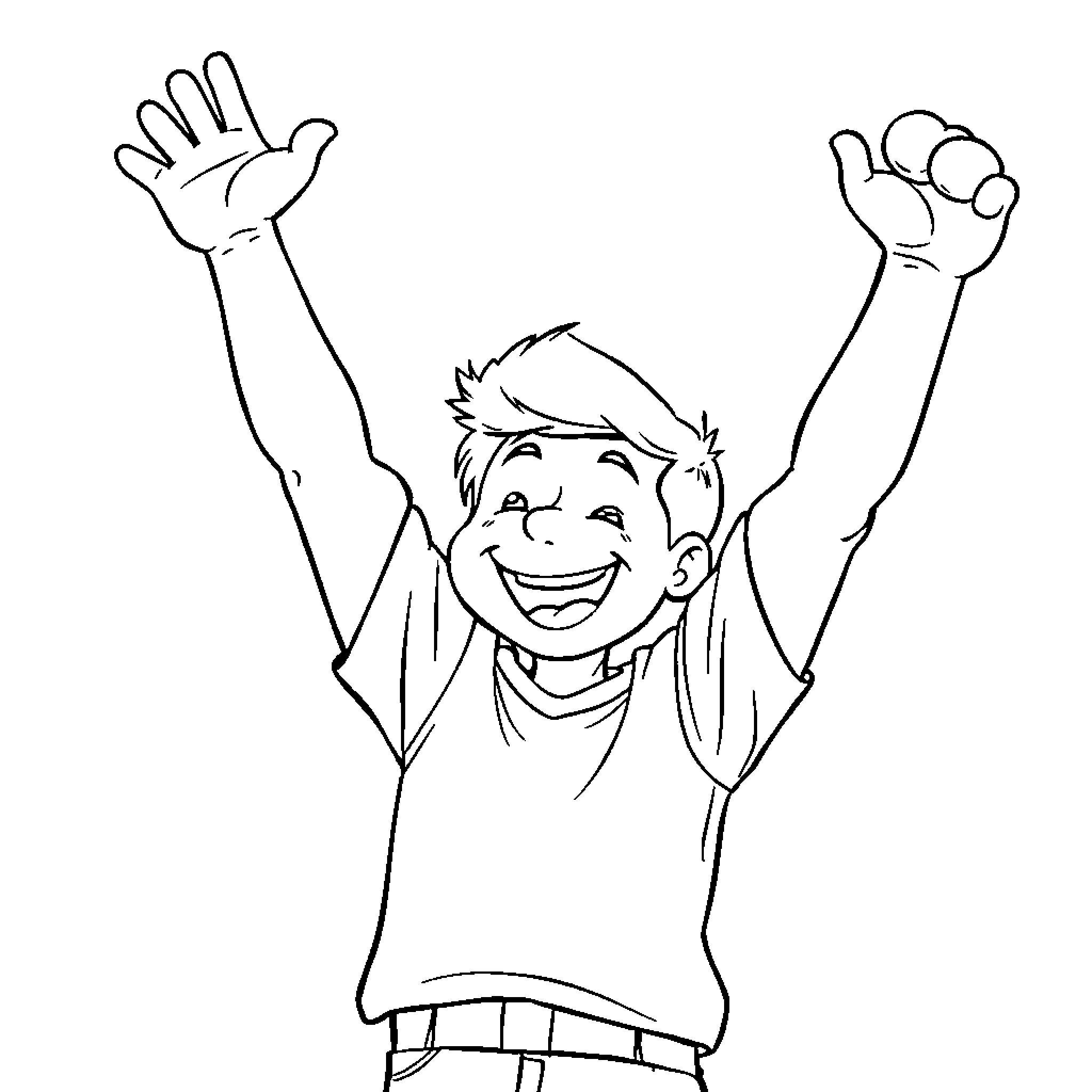 Cole Caufield celebrating with raised arms Coloring Page (free black-and-white line drawing printable PDF for all, from beginners to advanced learners, including children, teens, adults, and seniors)