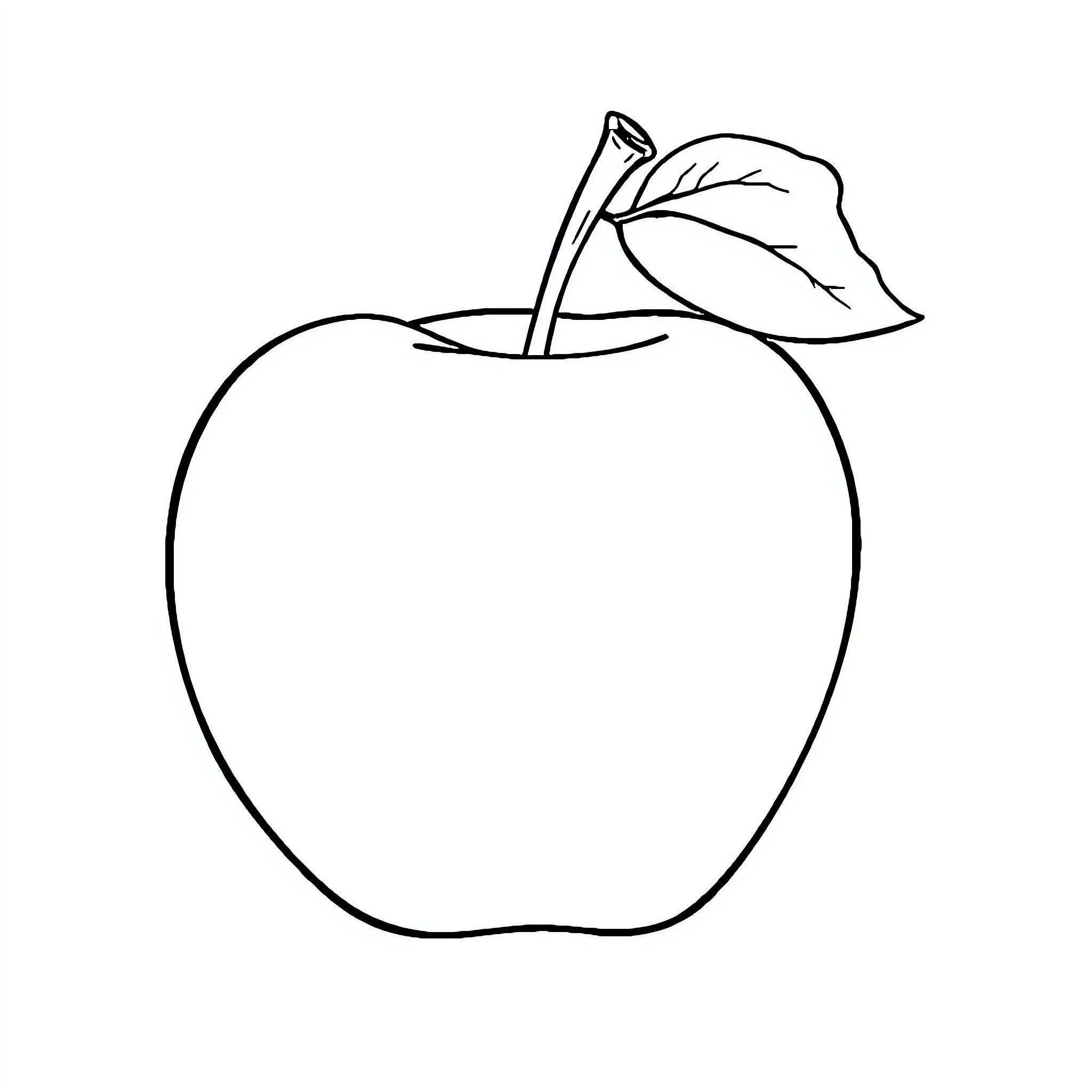 Apple with Simple Outline Design Coloring Page (free black-and-white line drawing printable PDF for all, from beginners to advanced learners, including children, teens, adults, and seniors)