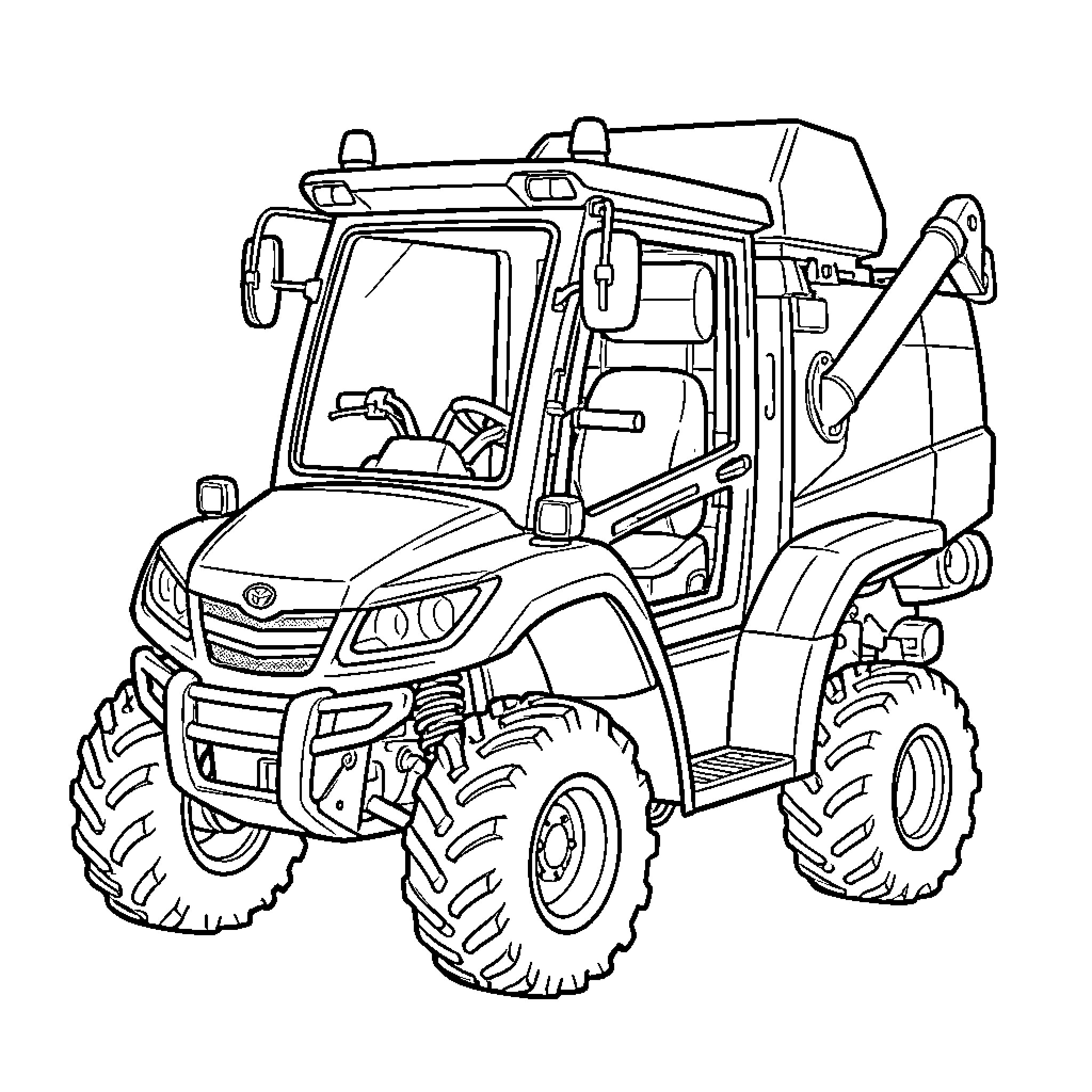 ATV utility vehicle in black and white Coloring Page (free black-and-white line drawing printable PDF for all, from beginners to advanced learners, including children, teens, adults, and seniors)