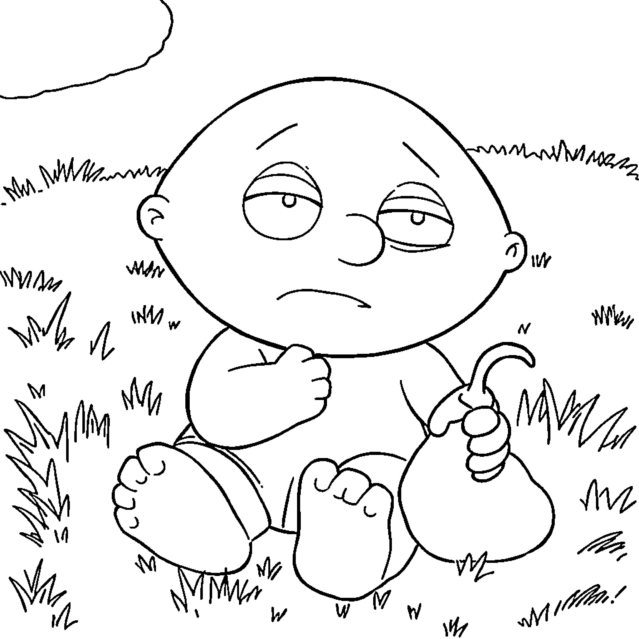 Griffin in a confused and thoughtful pose Coloring Page (free black-and-white line drawing printable PDF for all, from beginners to advanced learners, including children, teens, adults, and seniors)