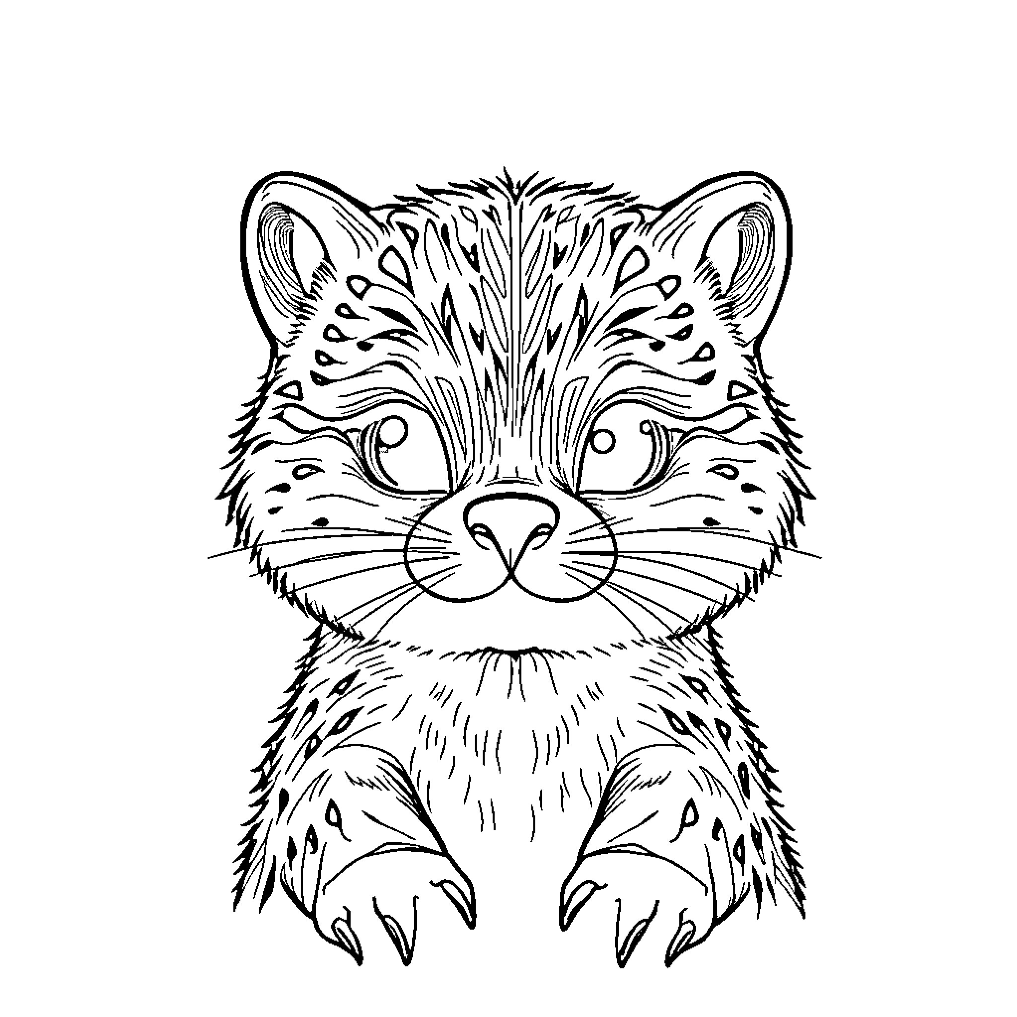 Otter gazing curiously in black and white Coloring Page (free black-and-white line drawing printable PDF for all, from beginners to advanced learners, including children, teens, adults, and seniors)
