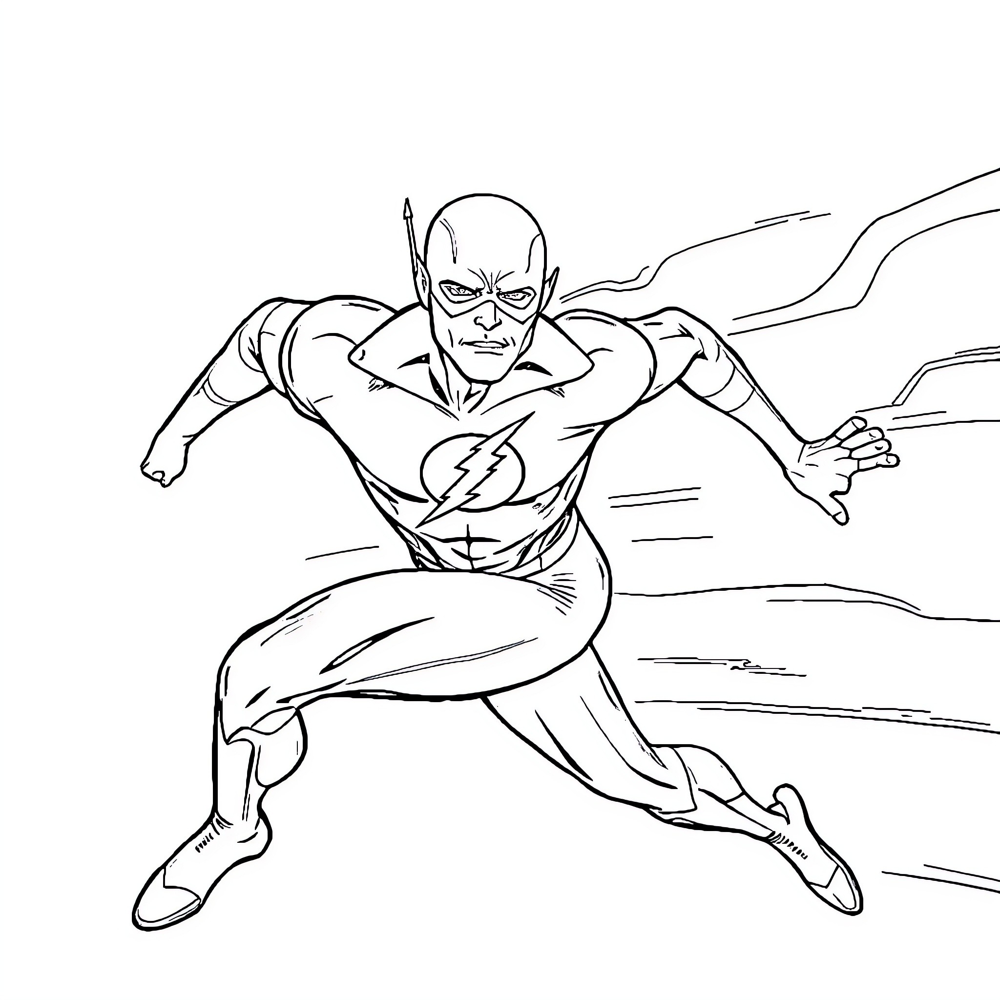 Flash sprinting with intense expression Coloring Page (free black-and-white line drawing printable PDF for all, from beginners to advanced learners, including children, teens, adults, and seniors)