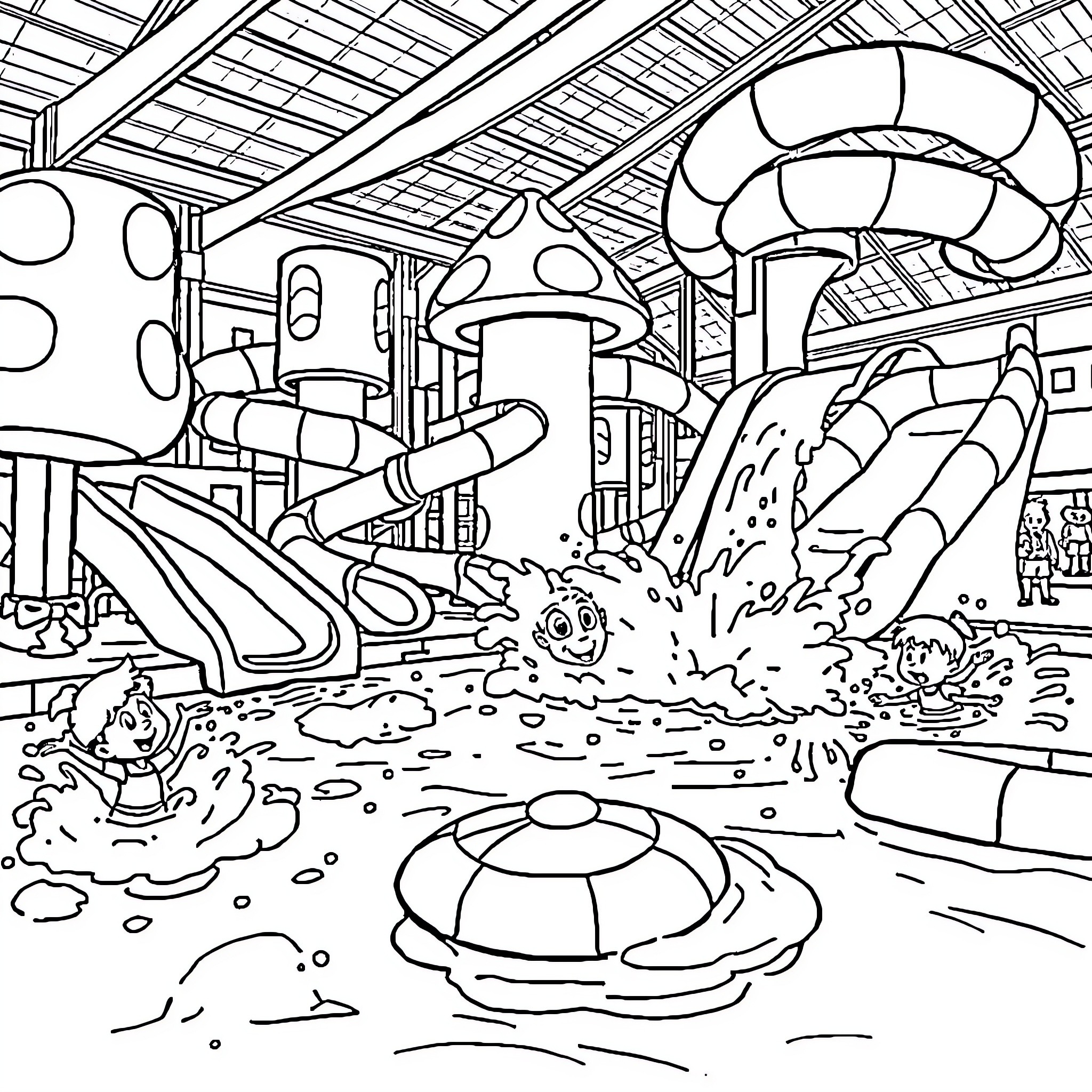 Blue's Clues: Children exploring a whimsical playground Coloring Page (free black-and-white line drawing printable PDF for all, from beginners to advanced learners, including children, teens, adults, and seniors)