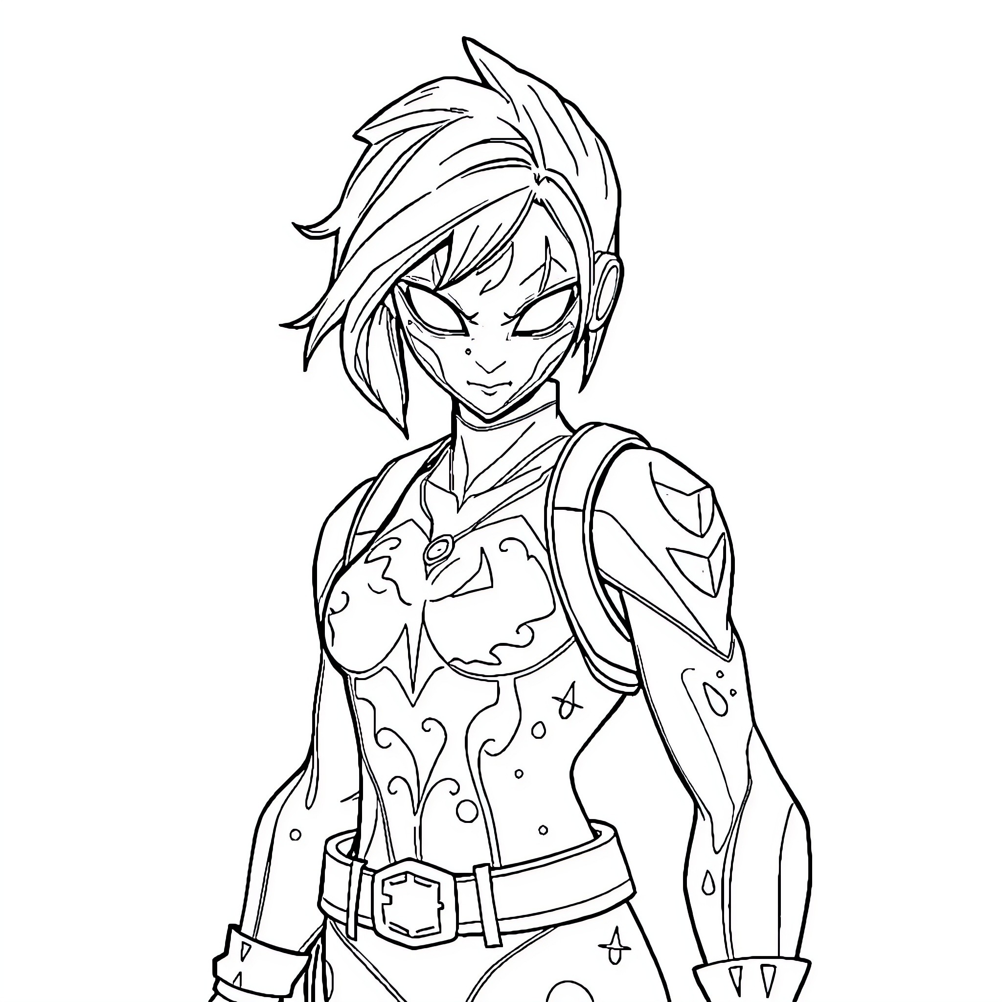 Ruby's Adventurous Persona Revealed Coloring Page (free black-and-white line drawing printable PDF for all, from beginners to advanced learners, including children, teens, adults, and seniors)