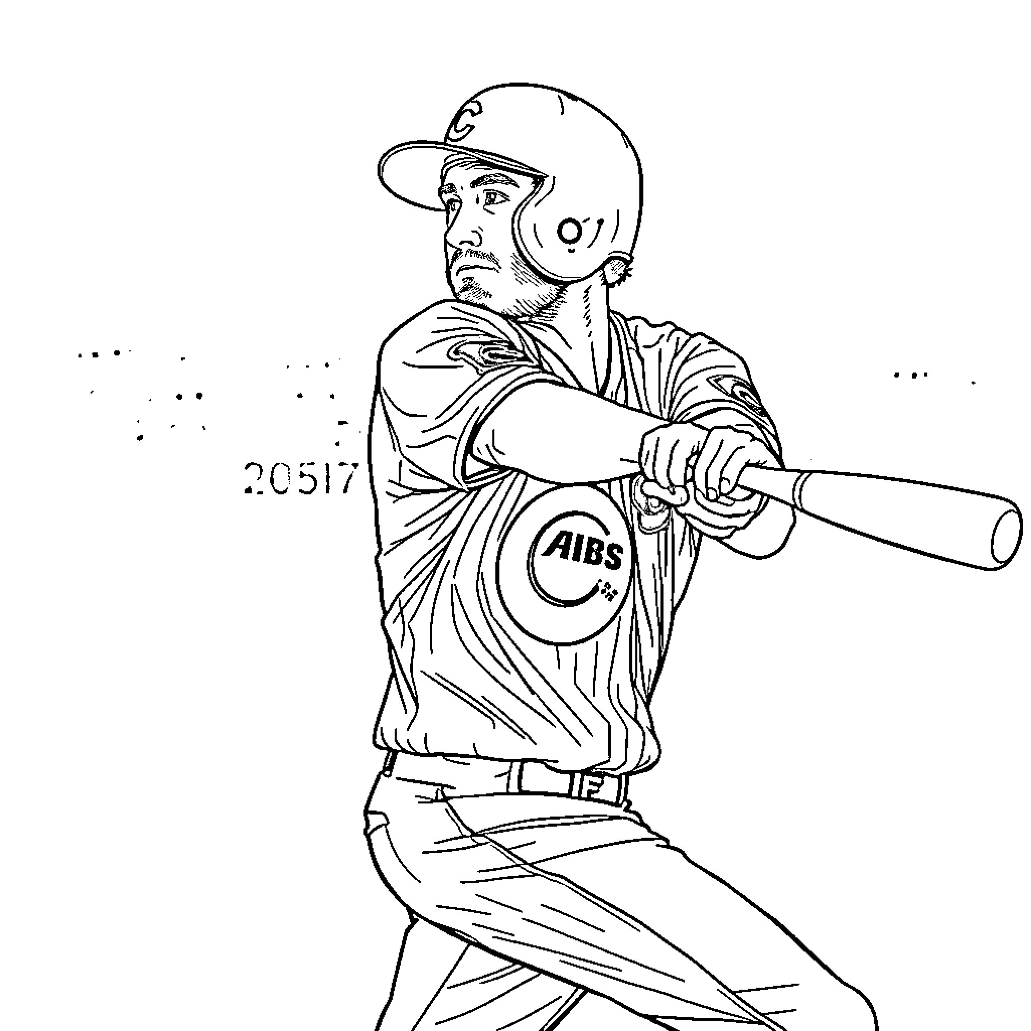 Pete Crow-Armstrong Batting Stance and Uniform Coloring Page (free black-and-white line drawing printable PDF for all, from beginners to advanced learners, including children, teens, adults, and seniors)
