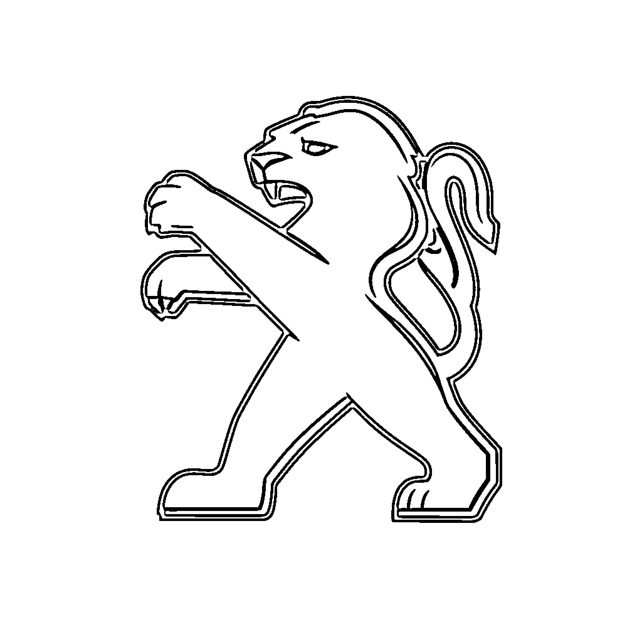 Peugeot roaring lion logo Coloring Page (free black-and-white line drawing printable PDF for all, from beginners to advanced learners, including children, teens, adults, and seniors)