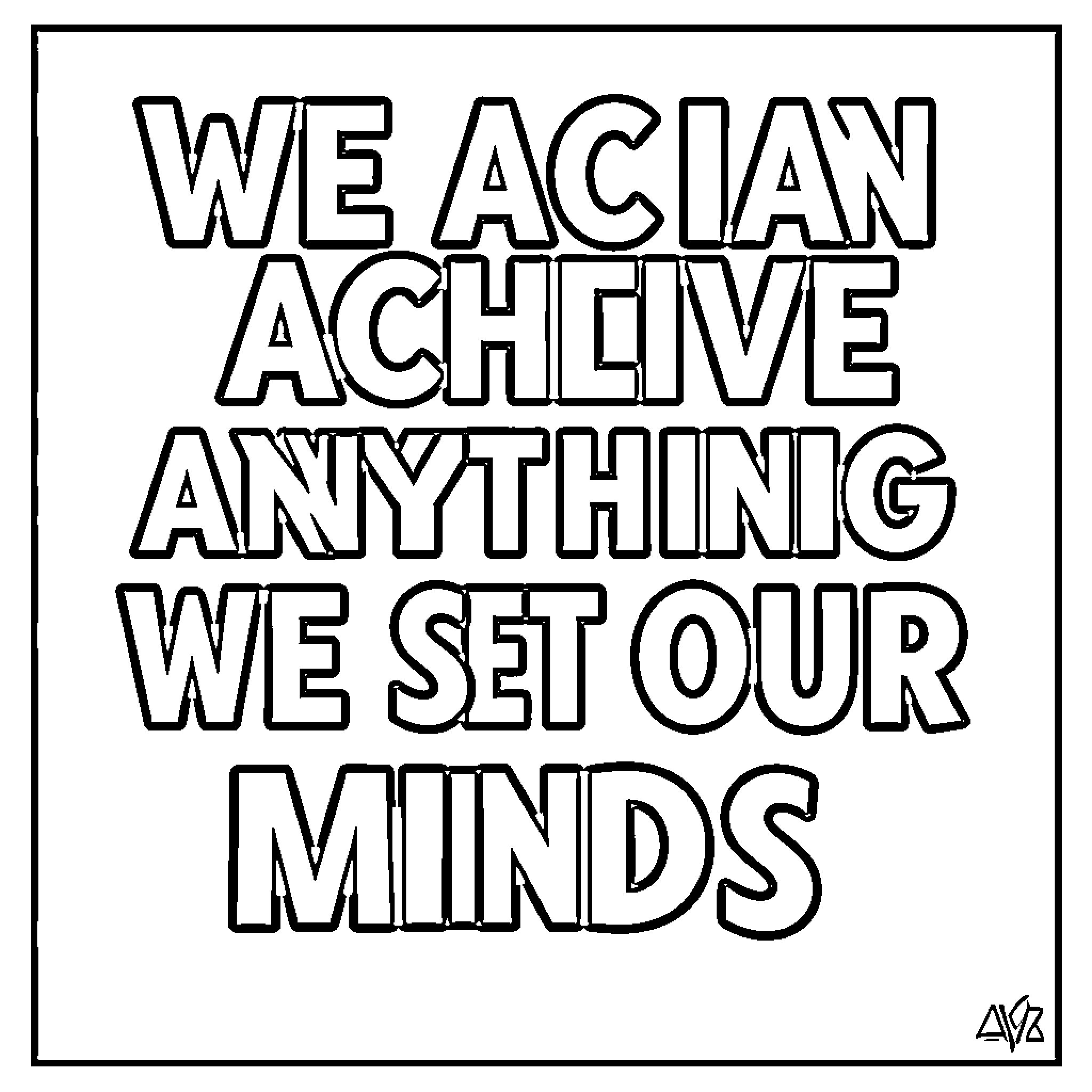 Impossible goals achieved through determined mindset and focus Coloring Page (free black-and-white line drawing printable PDF for all, from beginners to advanced learners, including children, teens, adults, and seniors)