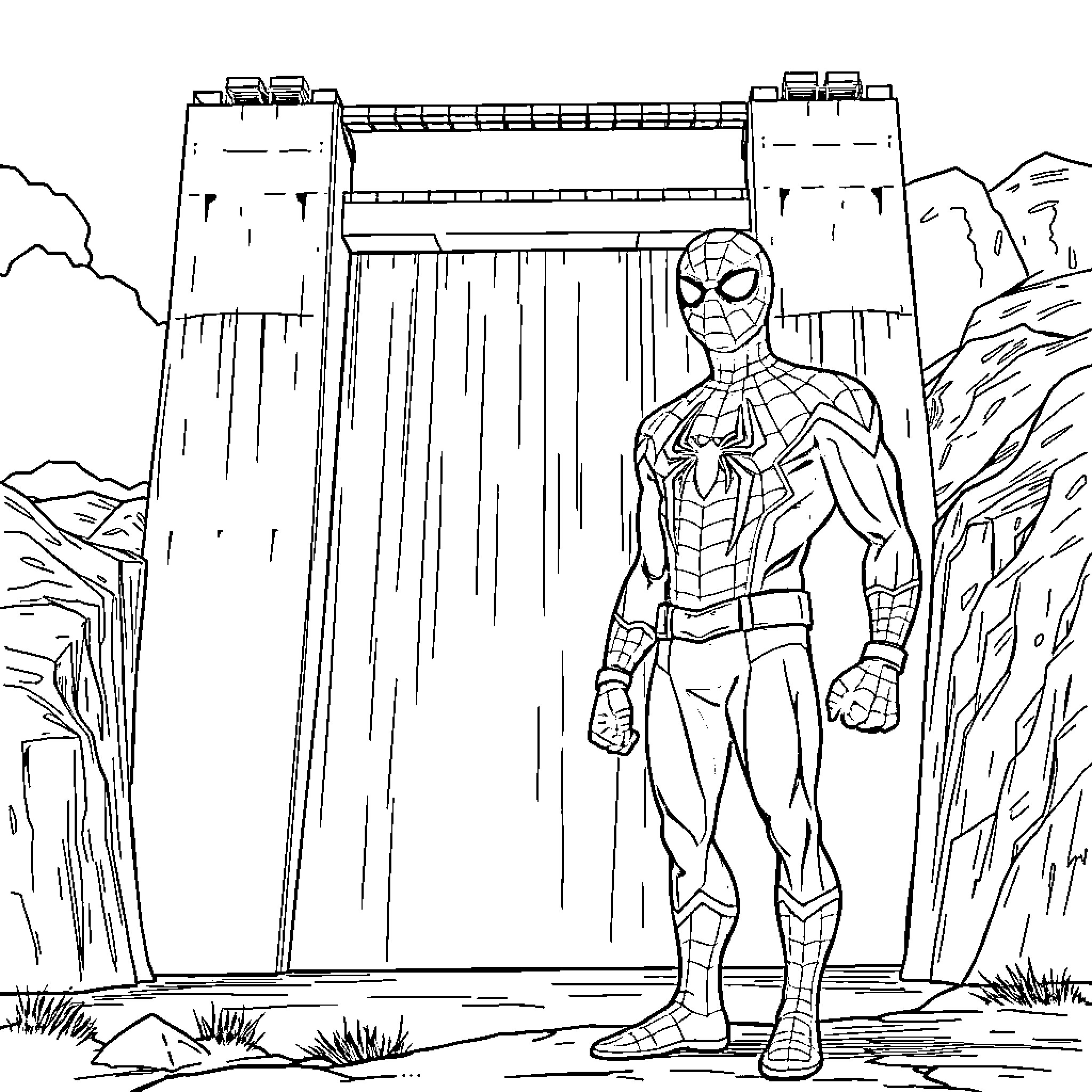 King Hailesilasie stands before a grand structure Coloring Page (free black-and-white line drawing printable PDF for all, from beginners to advanced learners, including children, teens, adults, and seniors)