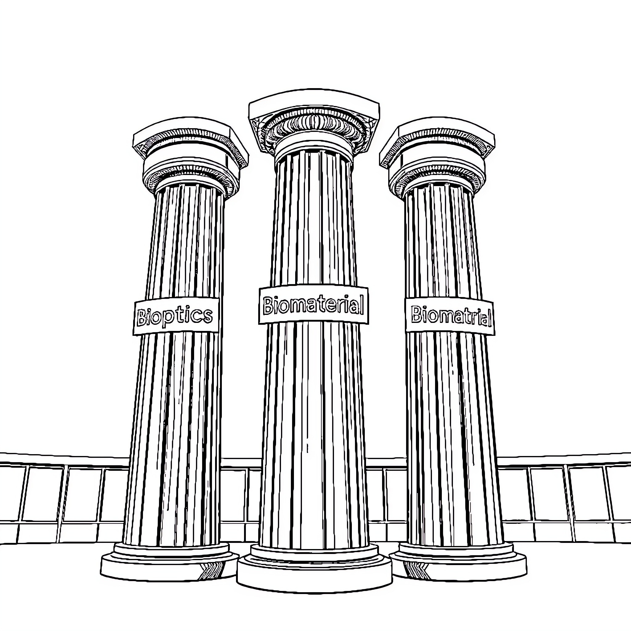 Pillar of Architectural Columns Coloring Page (free black-and-white line drawing printable PDF for all, from beginners to advanced learners, including children, teens, adults, and seniors)