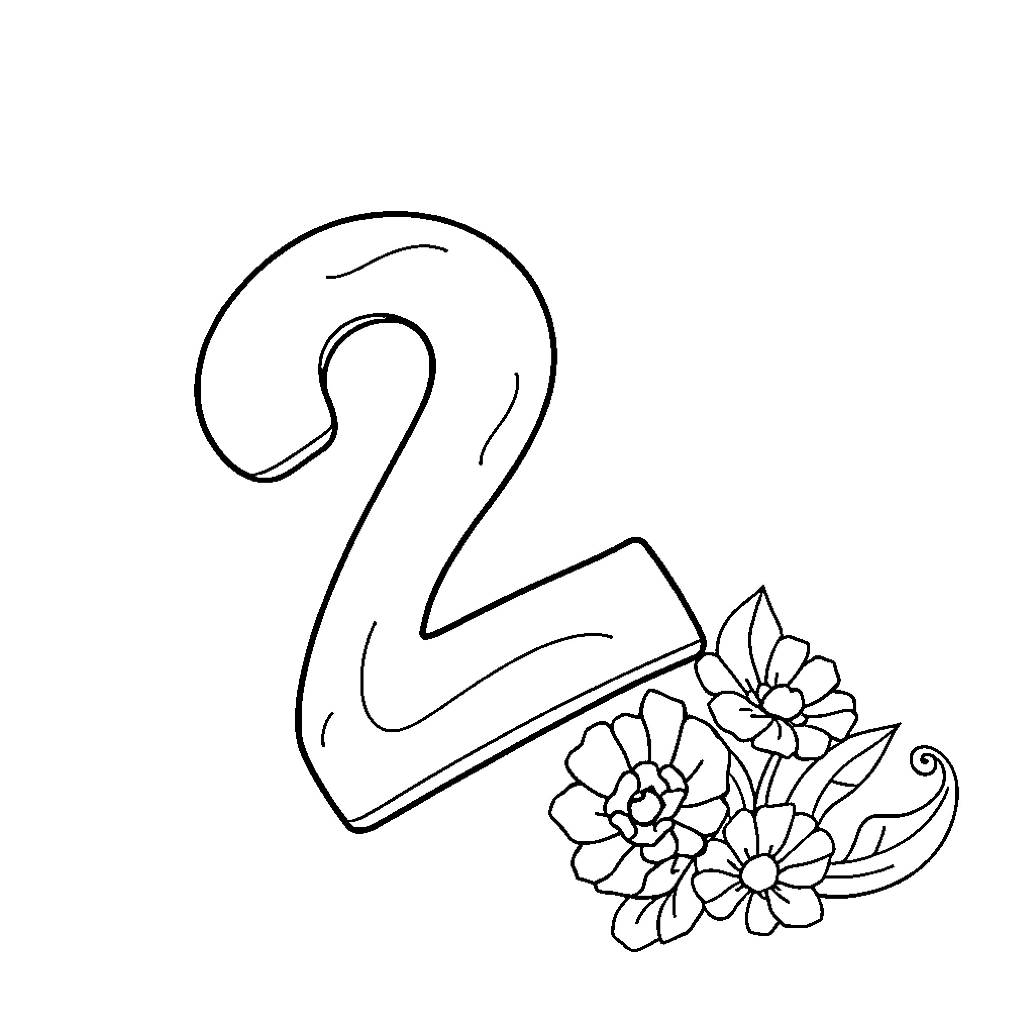 Number Swan with Flowers Coloring Page (free black-and-white line drawing printable PDF for all, from beginners to advanced learners, including children, teens, adults, and seniors)