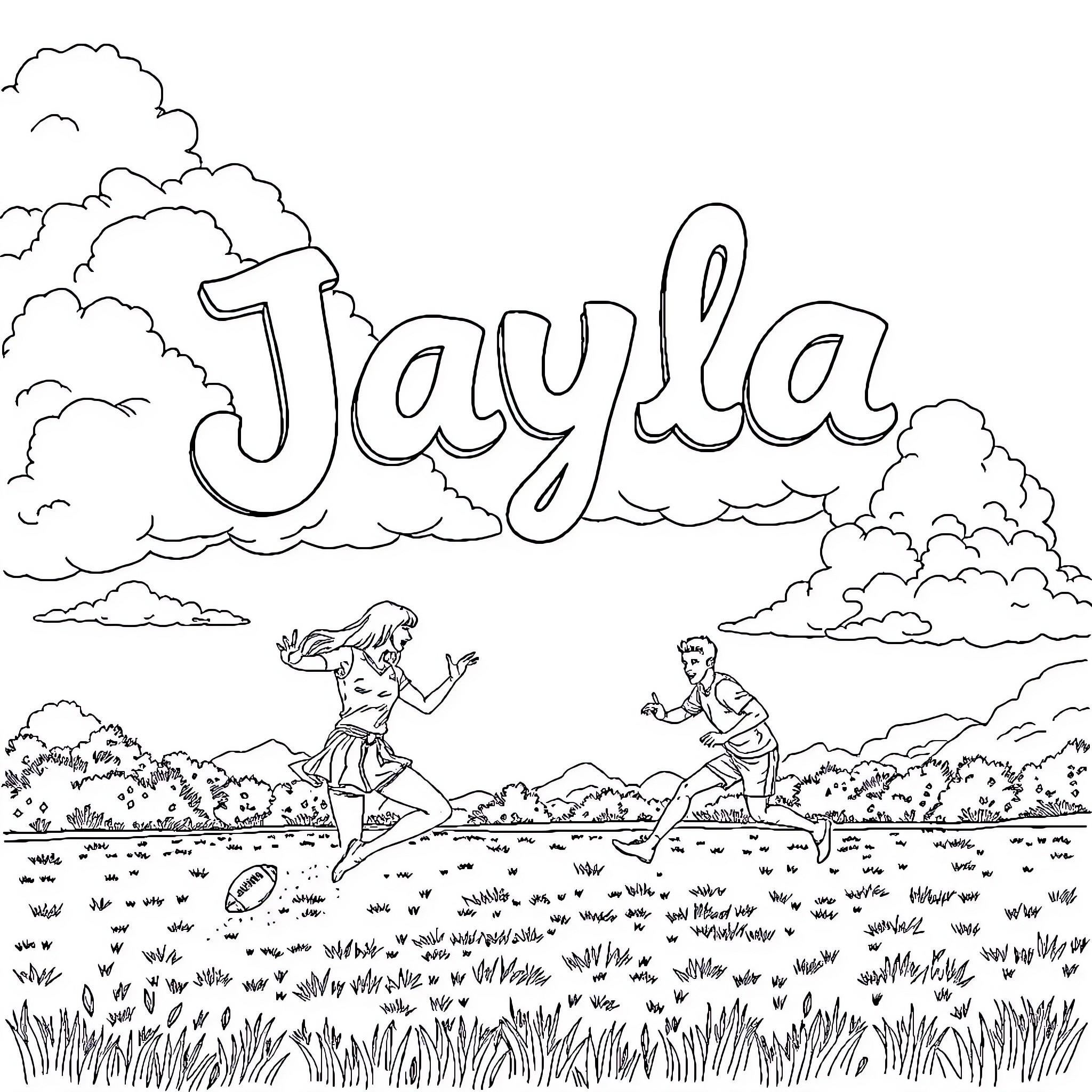 Taylor Swift playing with friends in nature Coloring Page (free black-and-white line drawing printable PDF for all, from beginners to advanced learners, including children, teens, adults, and seniors)