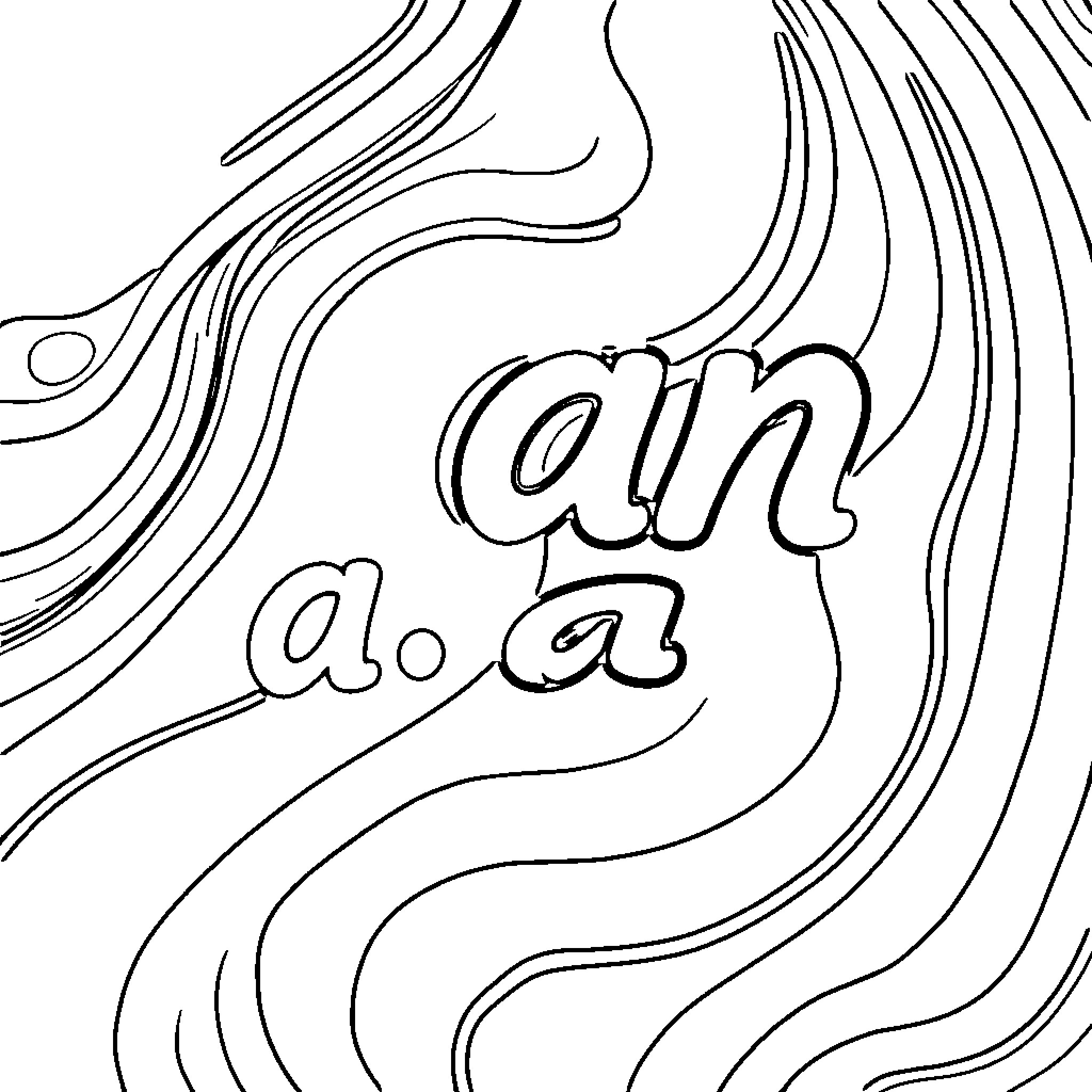 Article with Flowing Calligraphic Design Coloring Page (free black-and-white line drawing printable PDF for all, from beginners to advanced learners, including children, teens, adults, and seniors)