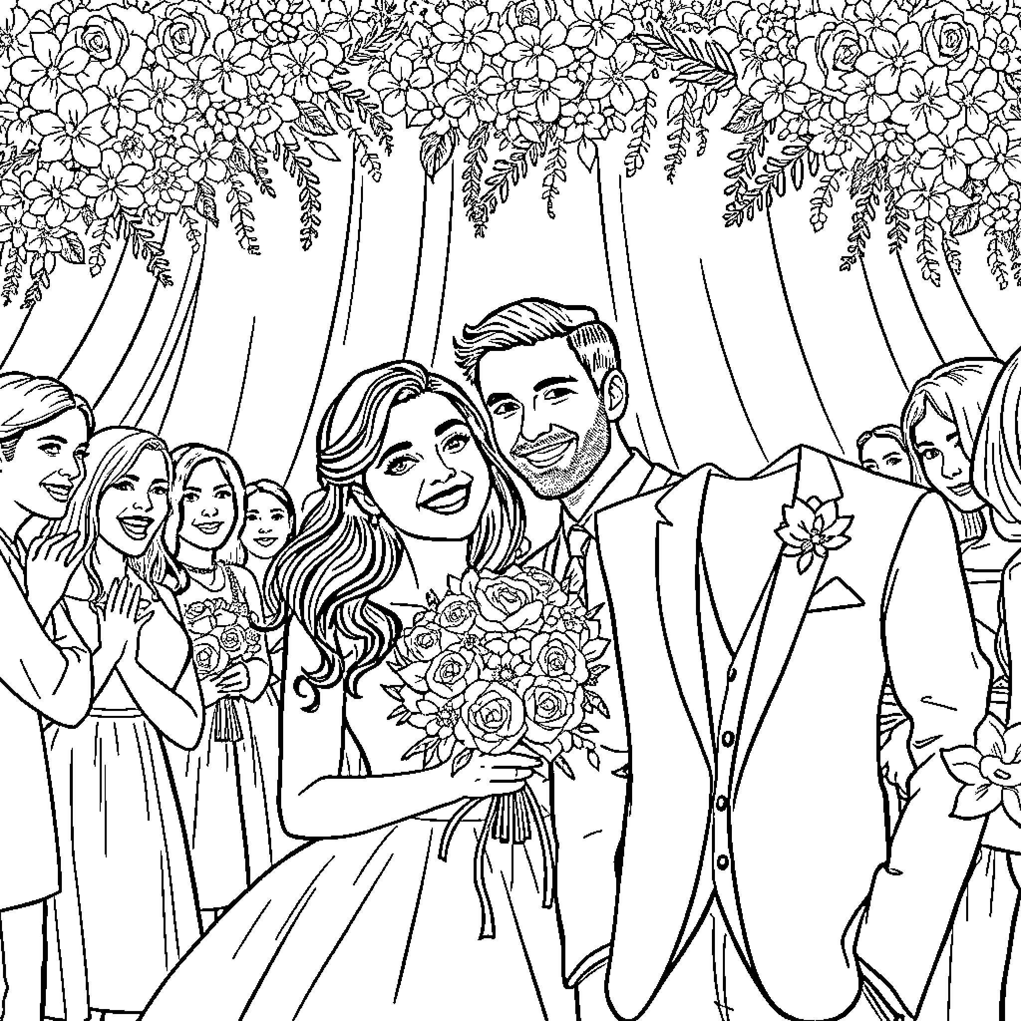 Levi Ackerman's Lavish Wedding Celebration Coloring Page (free black-and-white line drawing printable PDF for all, from beginners to advanced learners, including children, teens, adults, and seniors)