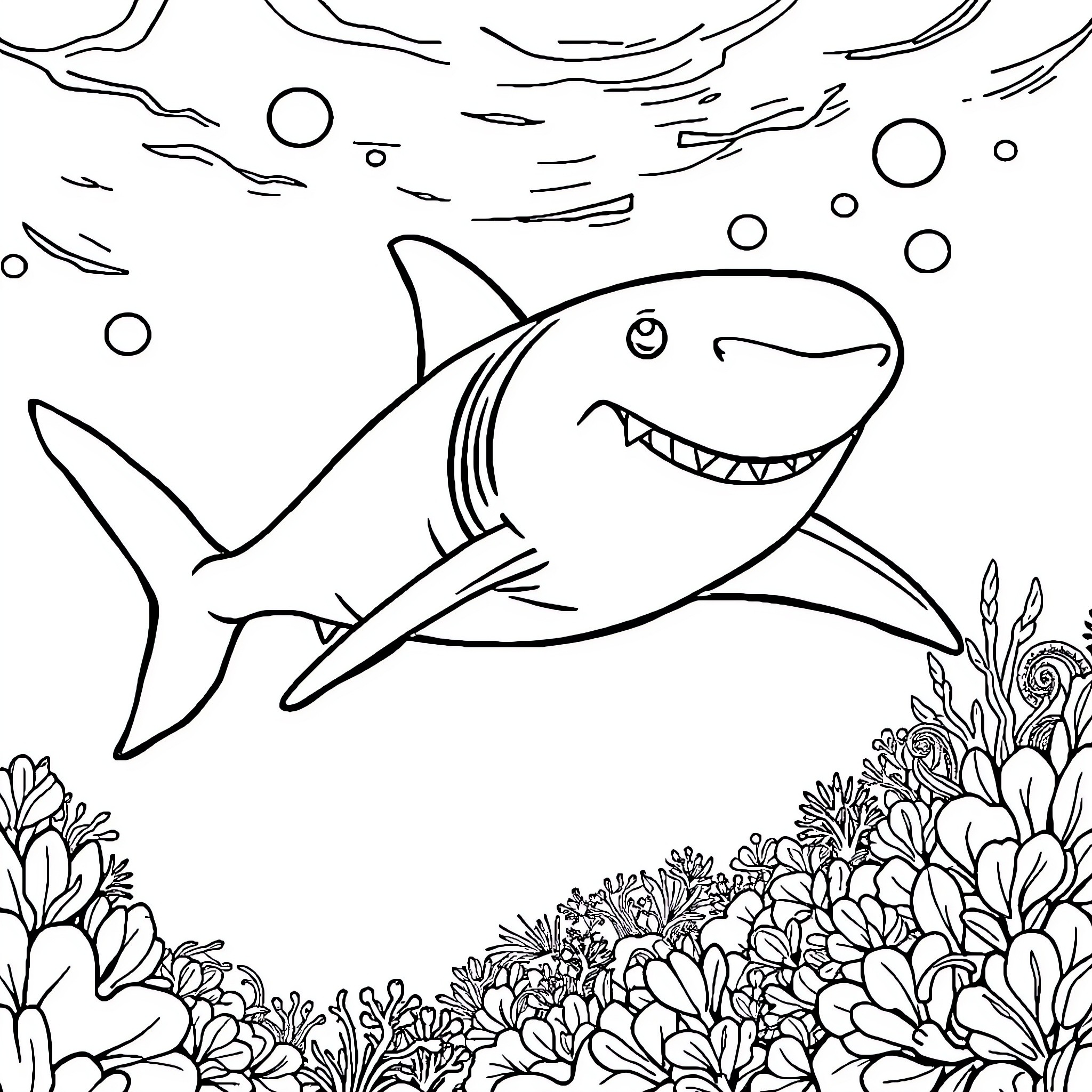Bluey's Underwater Adventure Coloring Page (free black-and-white line drawing printable PDF for all, from beginners to advanced learners, including children, teens, adults, and seniors)