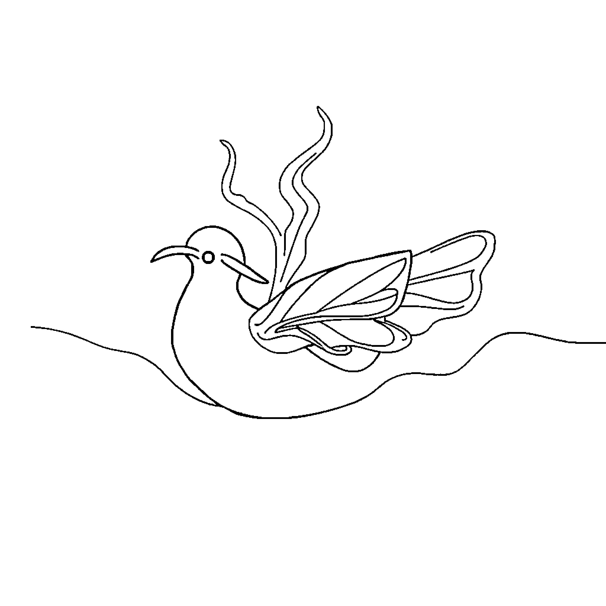 Create Whimsical Bird in Flight Coloring Page (free black-and-white line drawing printable PDF for all, from beginners to advanced learners, including children, teens, adults, and seniors)