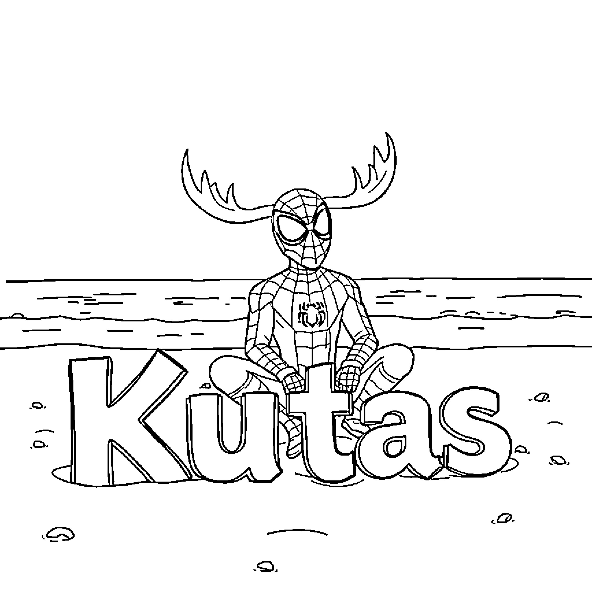 Spider-Man inspired character lounging in the water Coloring Page (free black-and-white line drawing printable PDF for all, from beginners to advanced learners, including children, teens, adults, and seniors)