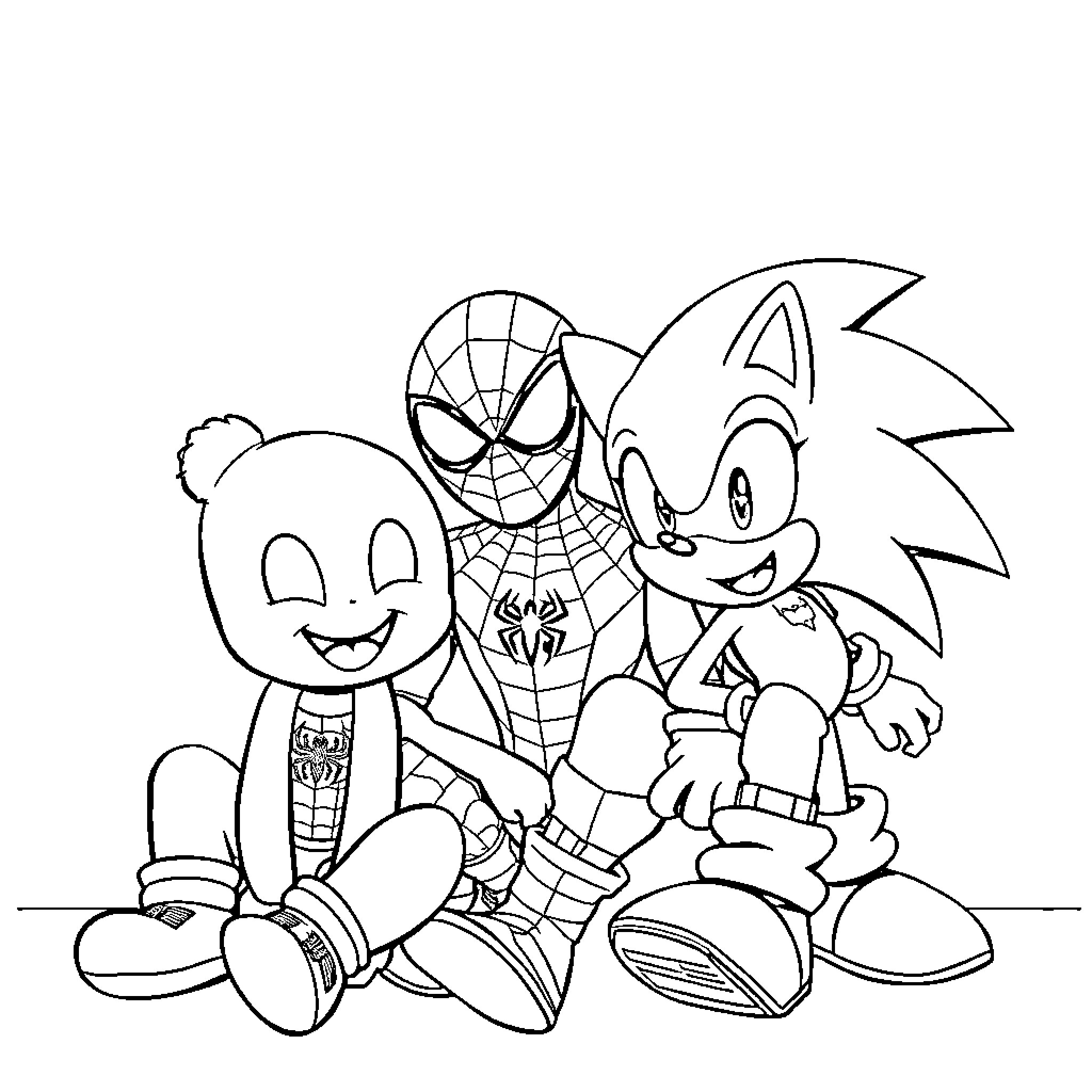 Bluey's friends on a coloring page Coloring Page (free black-and-white line drawing printable PDF for all, from beginners to advanced learners, including children, teens, adults, and seniors)