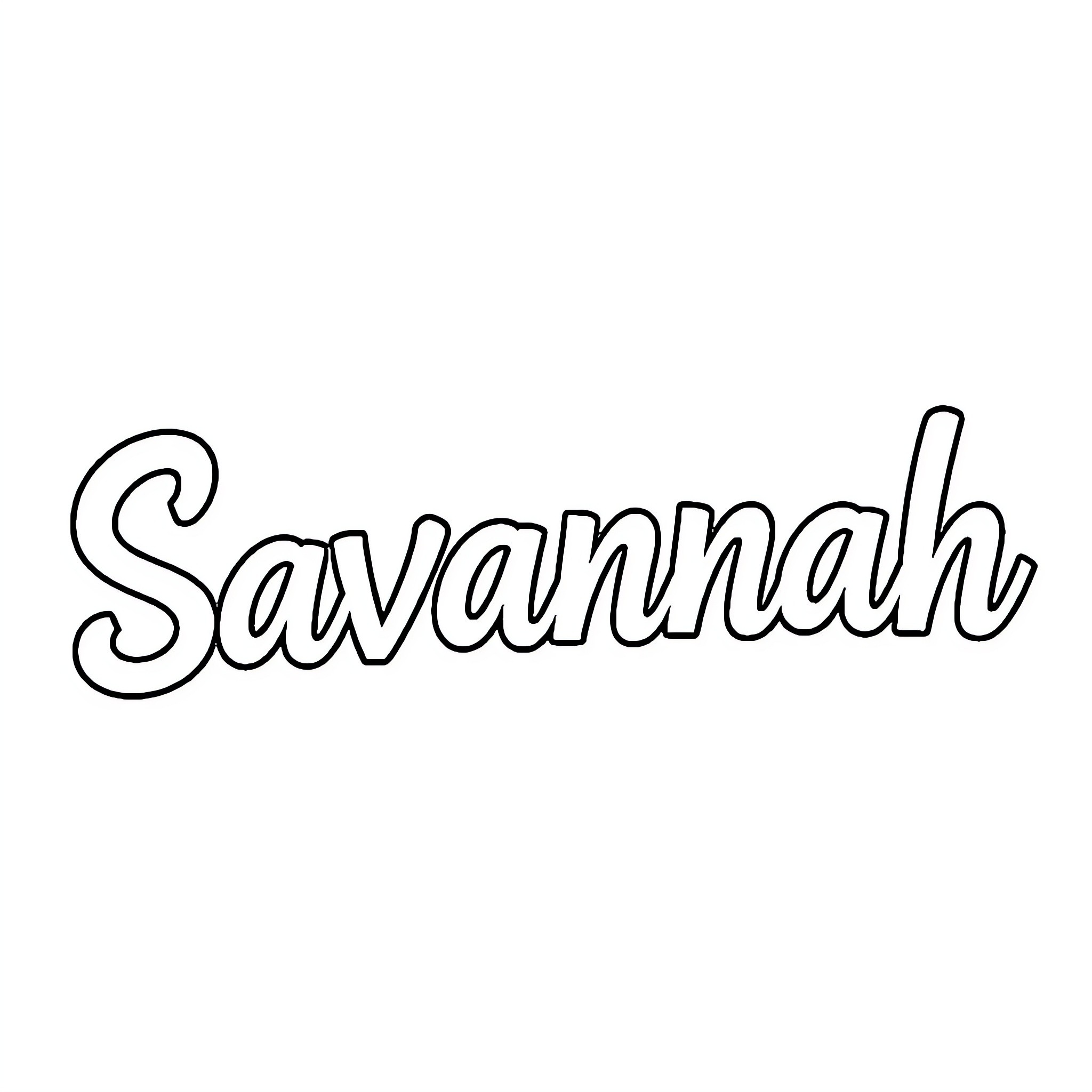 Savannah - Monochrome Handwritten Style Coloring Page (free black-and-white line drawing printable PDF for all, from beginners to advanced learners, including children, teens, adults, and seniors)