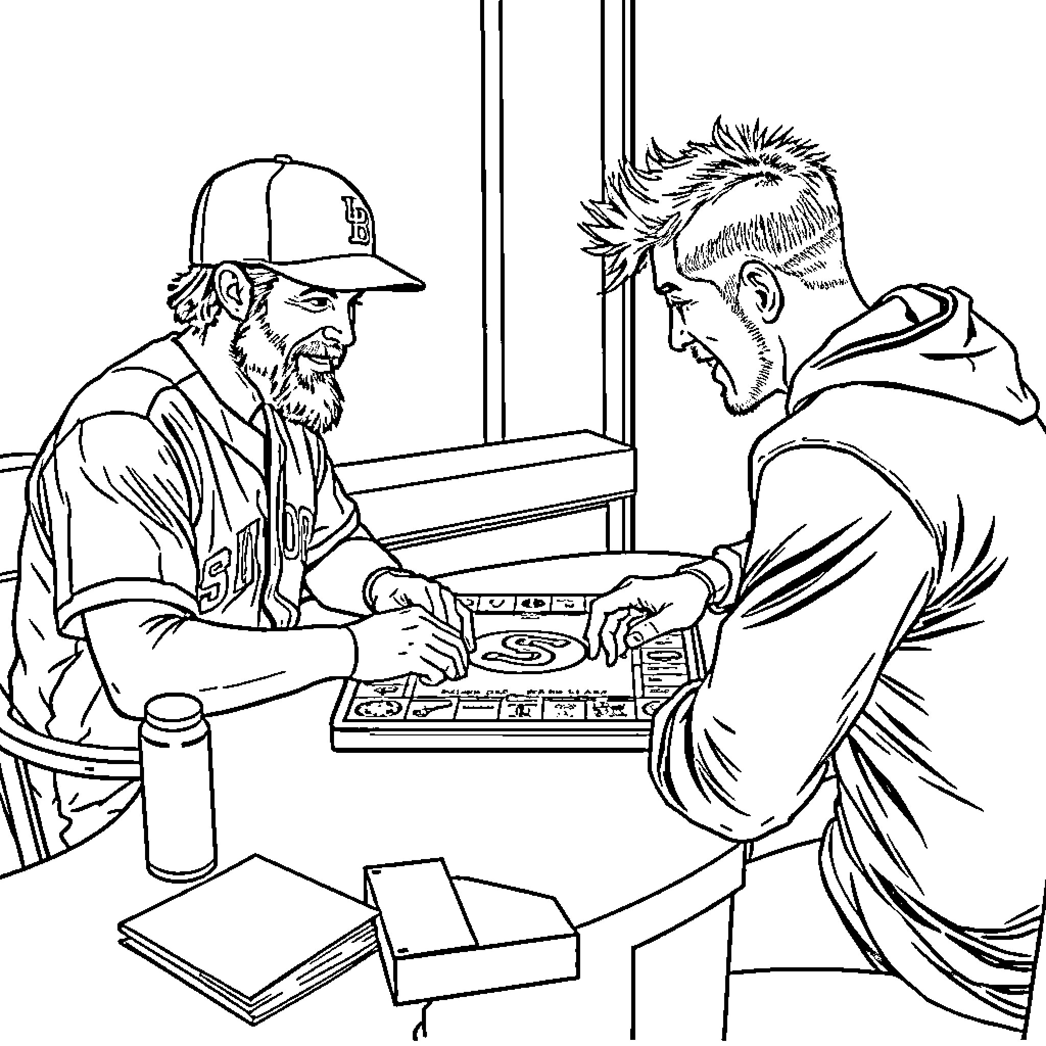Bryce Harper meeting with baseball fan at stadium Coloring Page (free black-and-white line drawing printable PDF for all, from beginners to advanced learners, including children, teens, adults, and seniors)