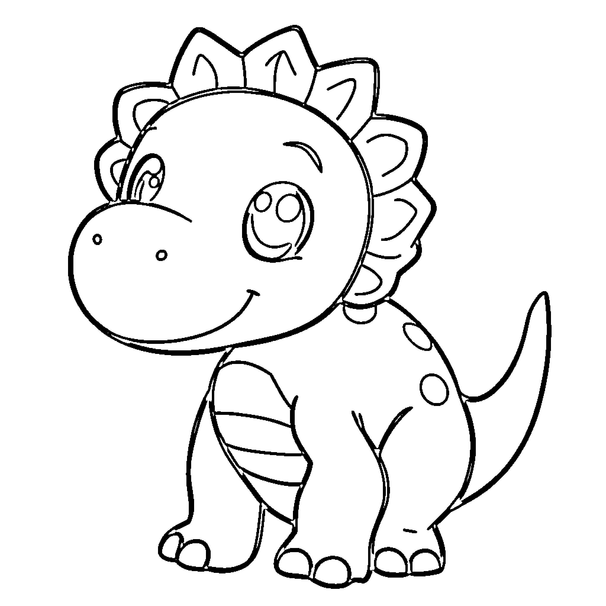 Dinosaur smiling cheerfully Coloring Page (free black-and-white line drawing printable PDF for all, from beginners to advanced learners, including children, teens, adults, and seniors)