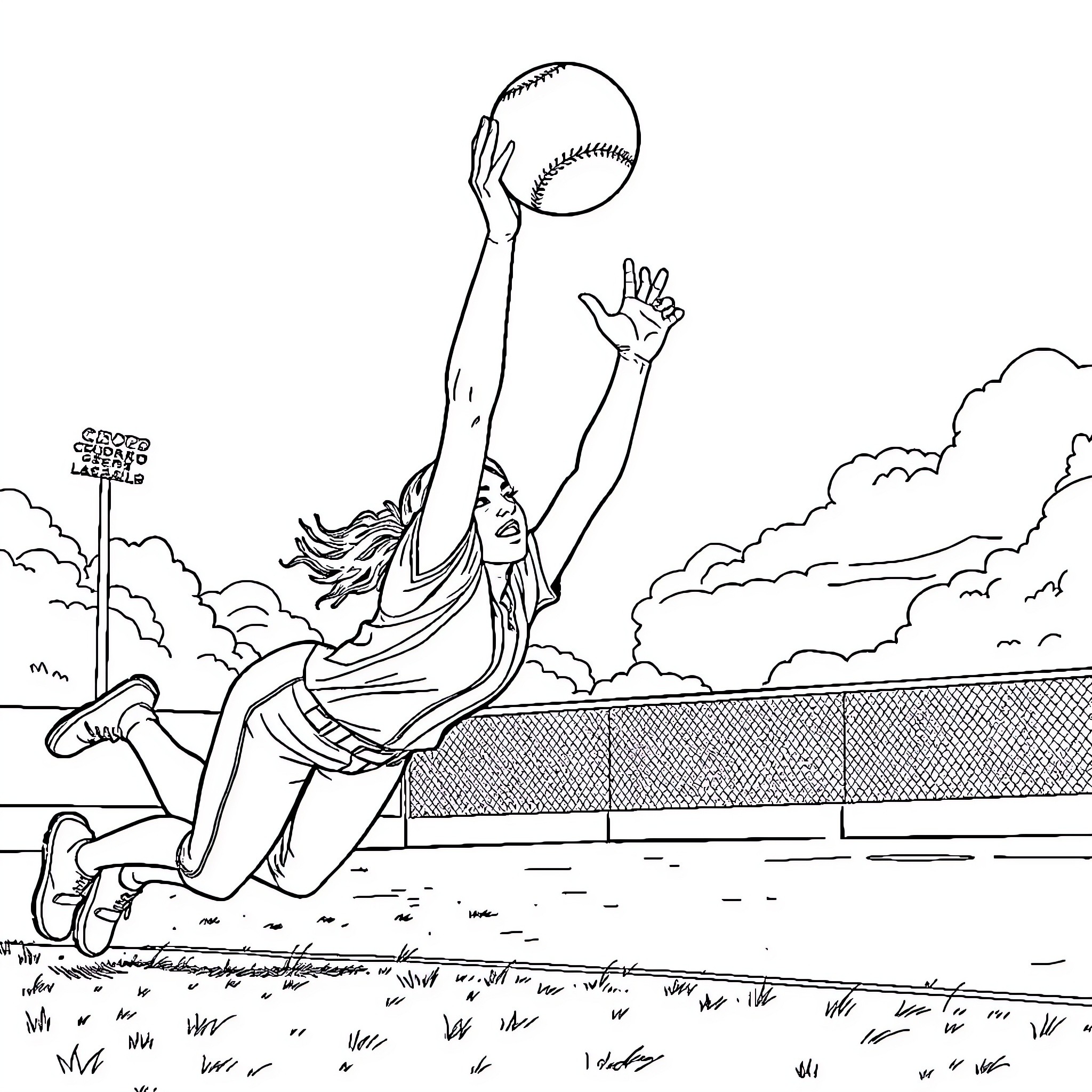 Ceddanne Rafaela playing baseball with enthusiasm Coloring Page (free black-and-white line drawing printable PDF for all, from beginners to advanced learners, including children, teens, adults, and seniors)