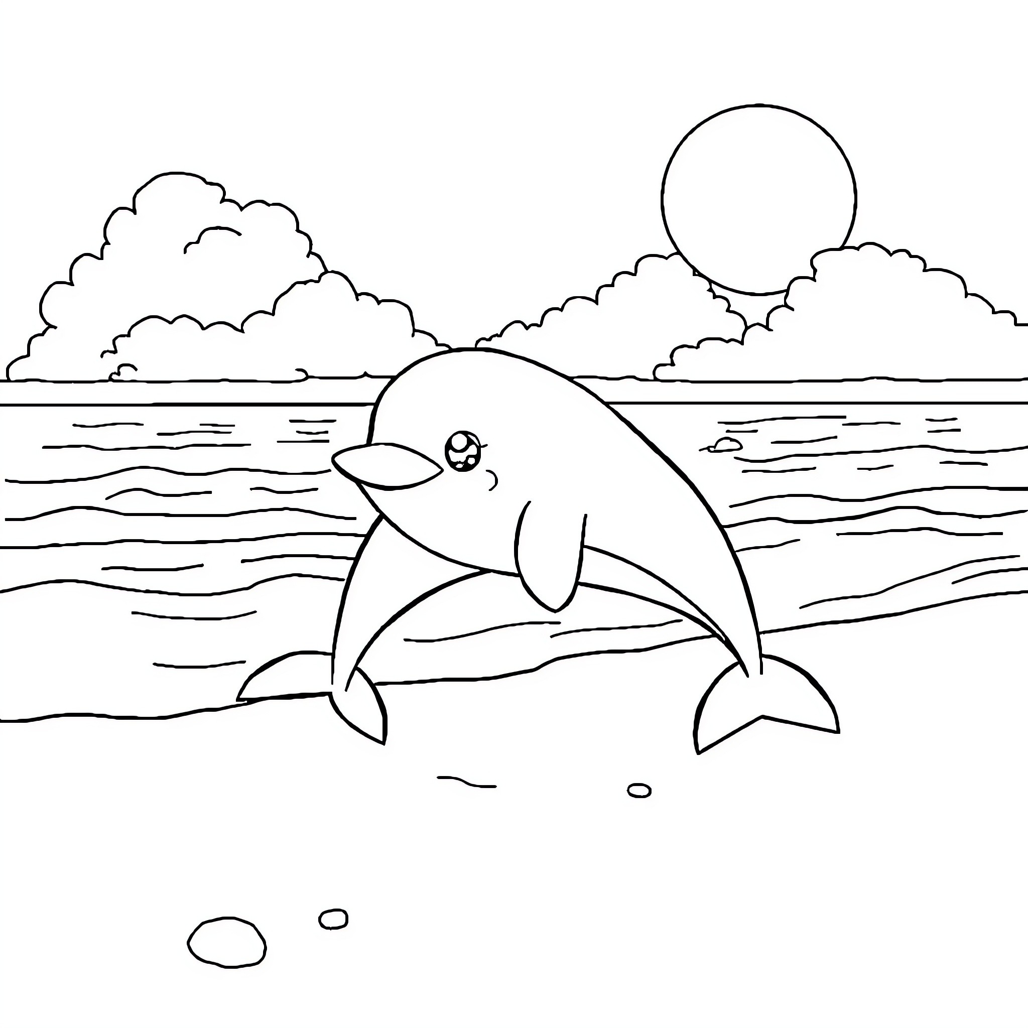 Animal swimming in the ocean Coloring Page (free black-and-white line drawing printable PDF for all, from beginners to advanced learners, including children, teens, adults, and seniors)