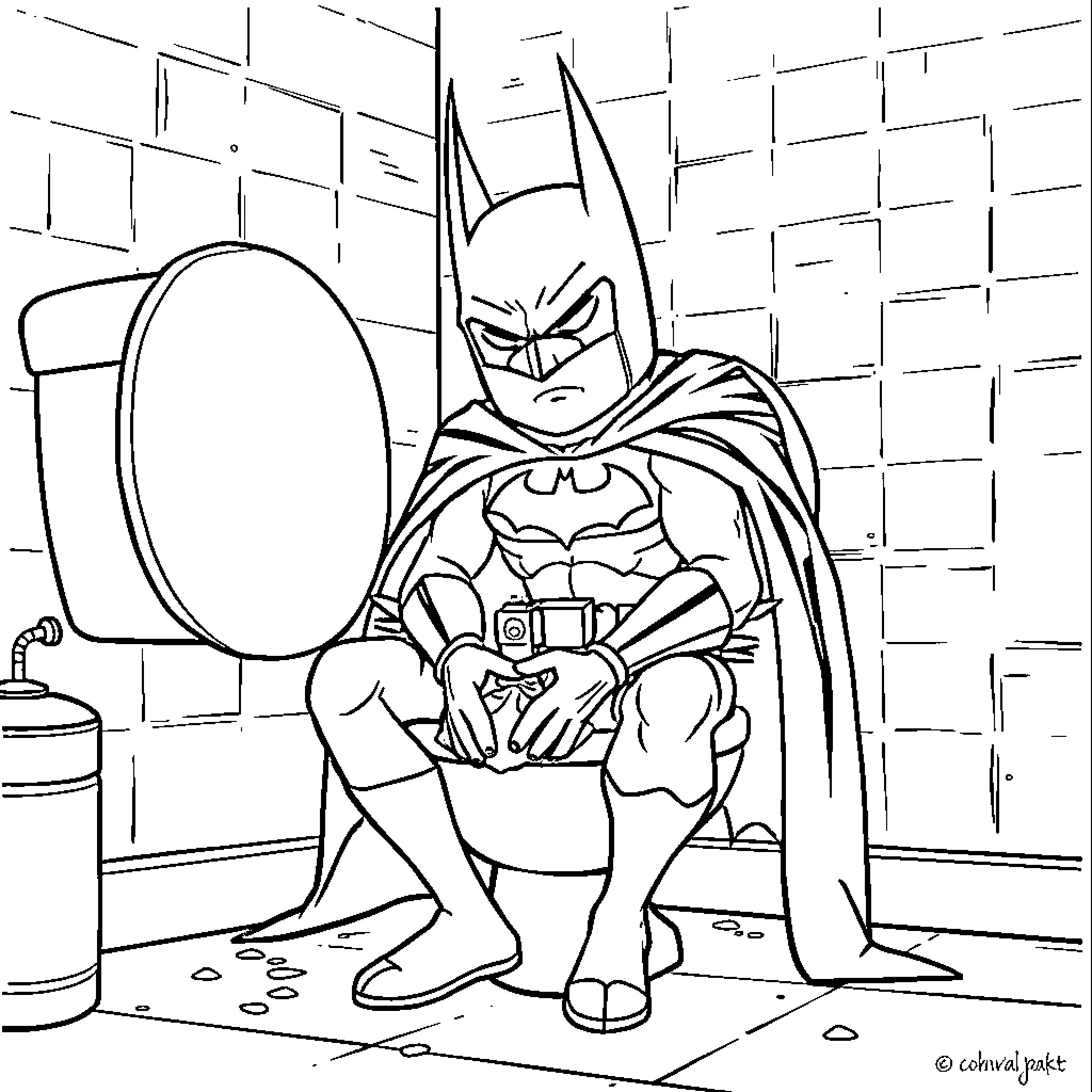Batman in Action in Gotham City Coloring Page (free black-and-white line drawing printable PDF for all, from beginners to advanced learners, including children, teens, adults, and seniors)