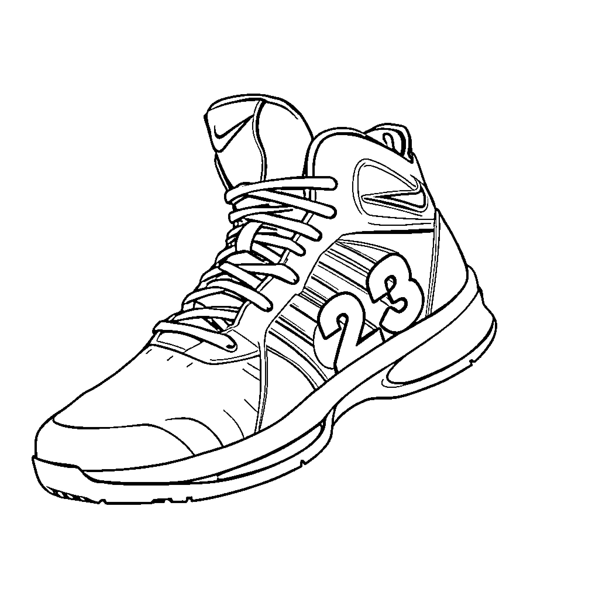 Shoe with laces and treaded sole Coloring Page (free black-and-white line drawing printable PDF for all, from beginners to advanced learners, including children, teens, adults, and seniors)