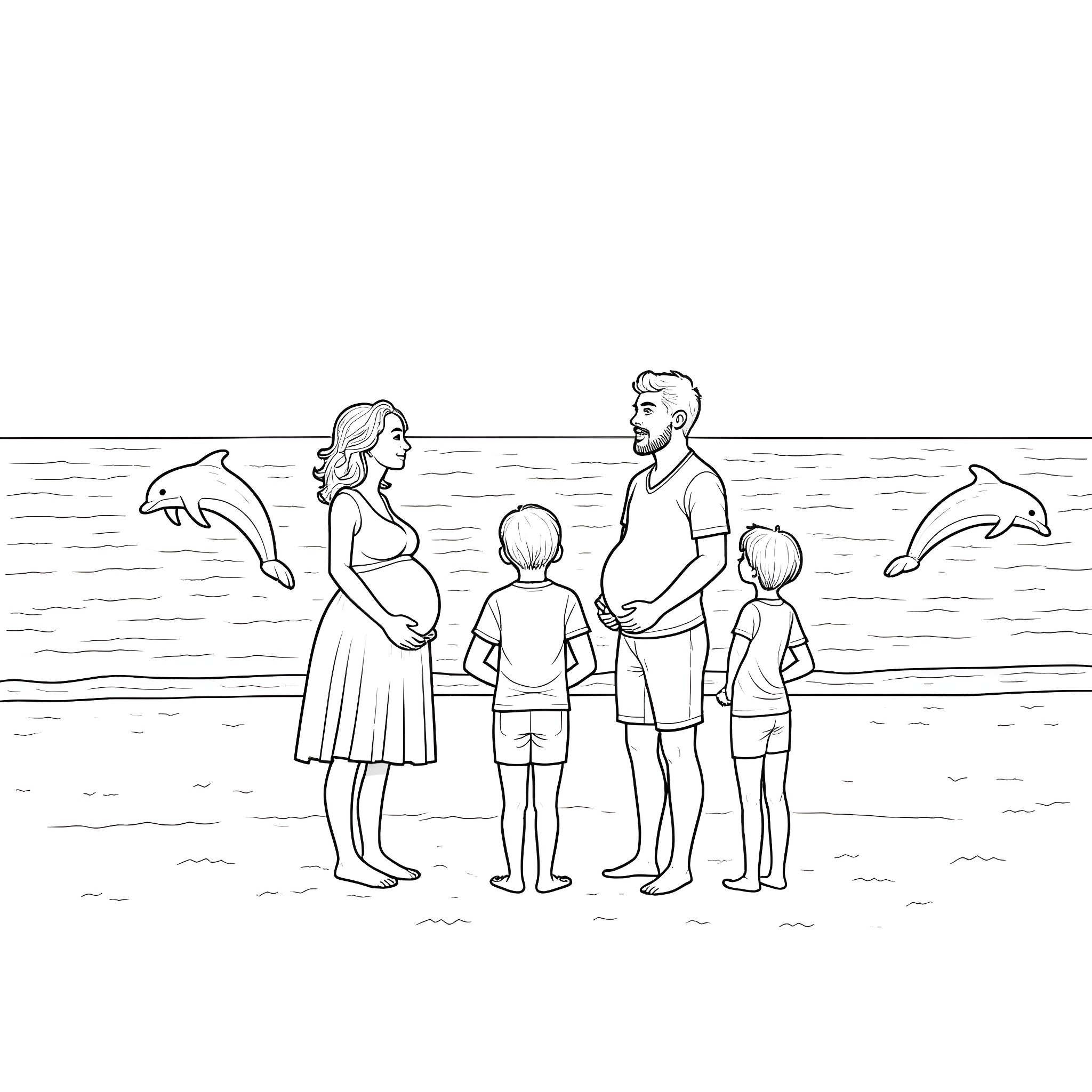 Wedding Celebration by the Beach Coloring Page (free black-and-white line drawing printable PDF for all, from beginners to advanced learners, including children, teens, adults, and seniors)