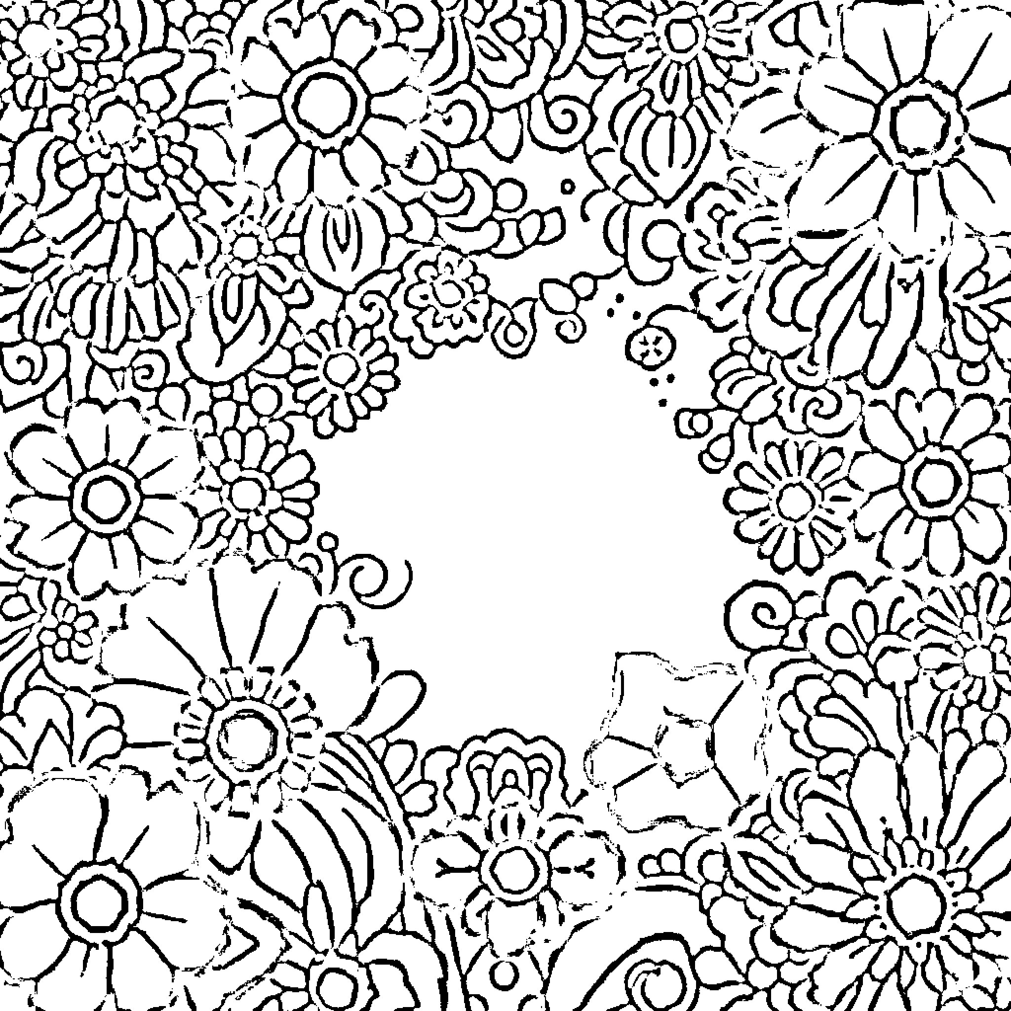 Color By Number Floral Fantasy Coloring Page (free black-and-white line drawing printable PDF for all, from beginners to advanced learners, including children, teens, adults, and seniors)