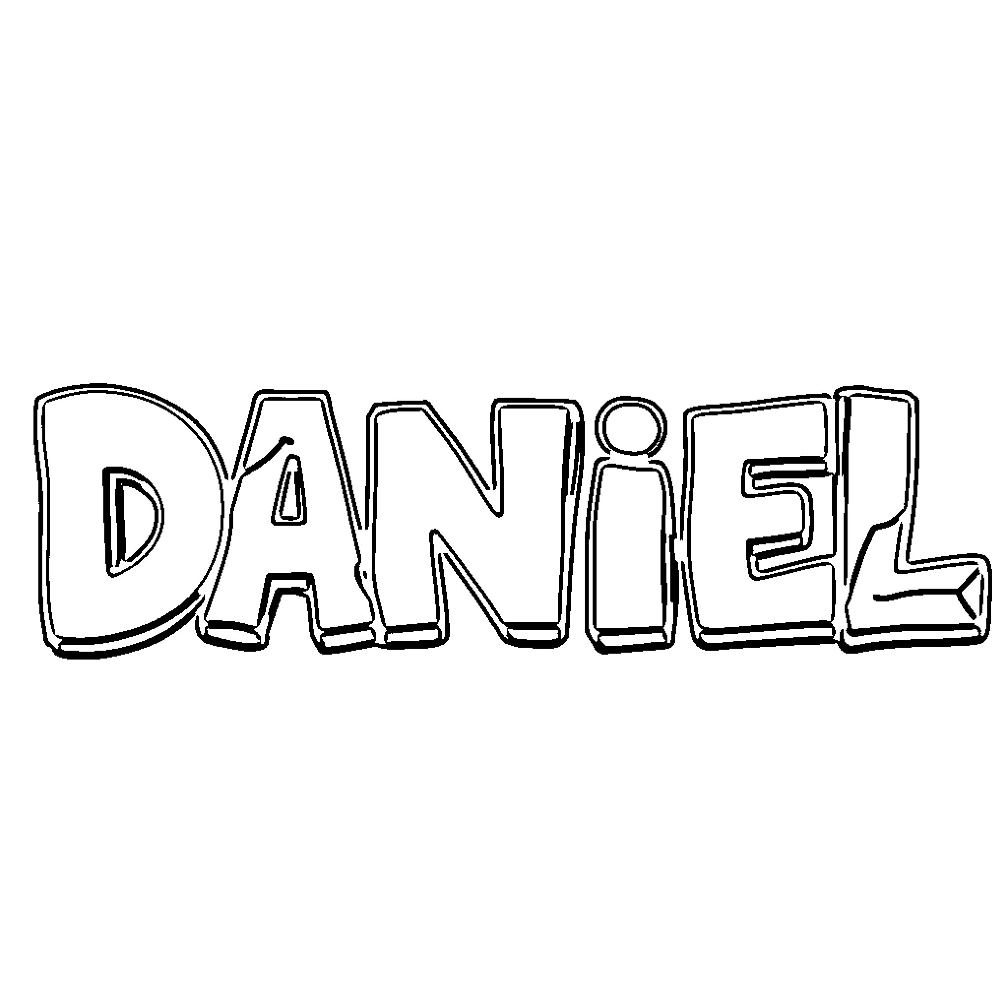 Daniel sketching the name in pen Coloring Page (free black-and-white line drawing printable PDF for all, from beginners to advanced learners, including children, teens, adults, and seniors)